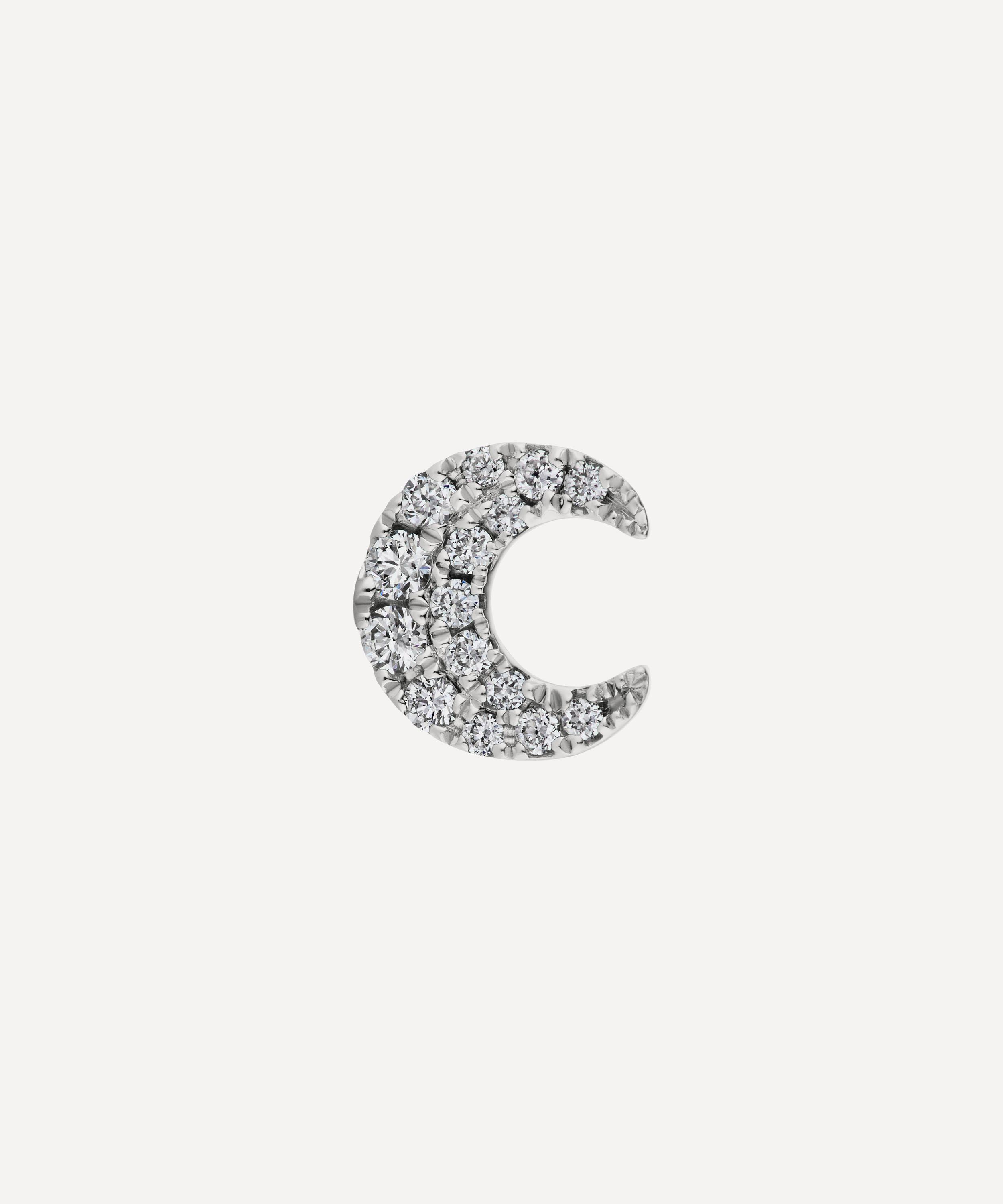 MARIA TASH MARIA TASH 18CT 5.5MM DIAMOND MOON THREADED STUD EARRING 000705433