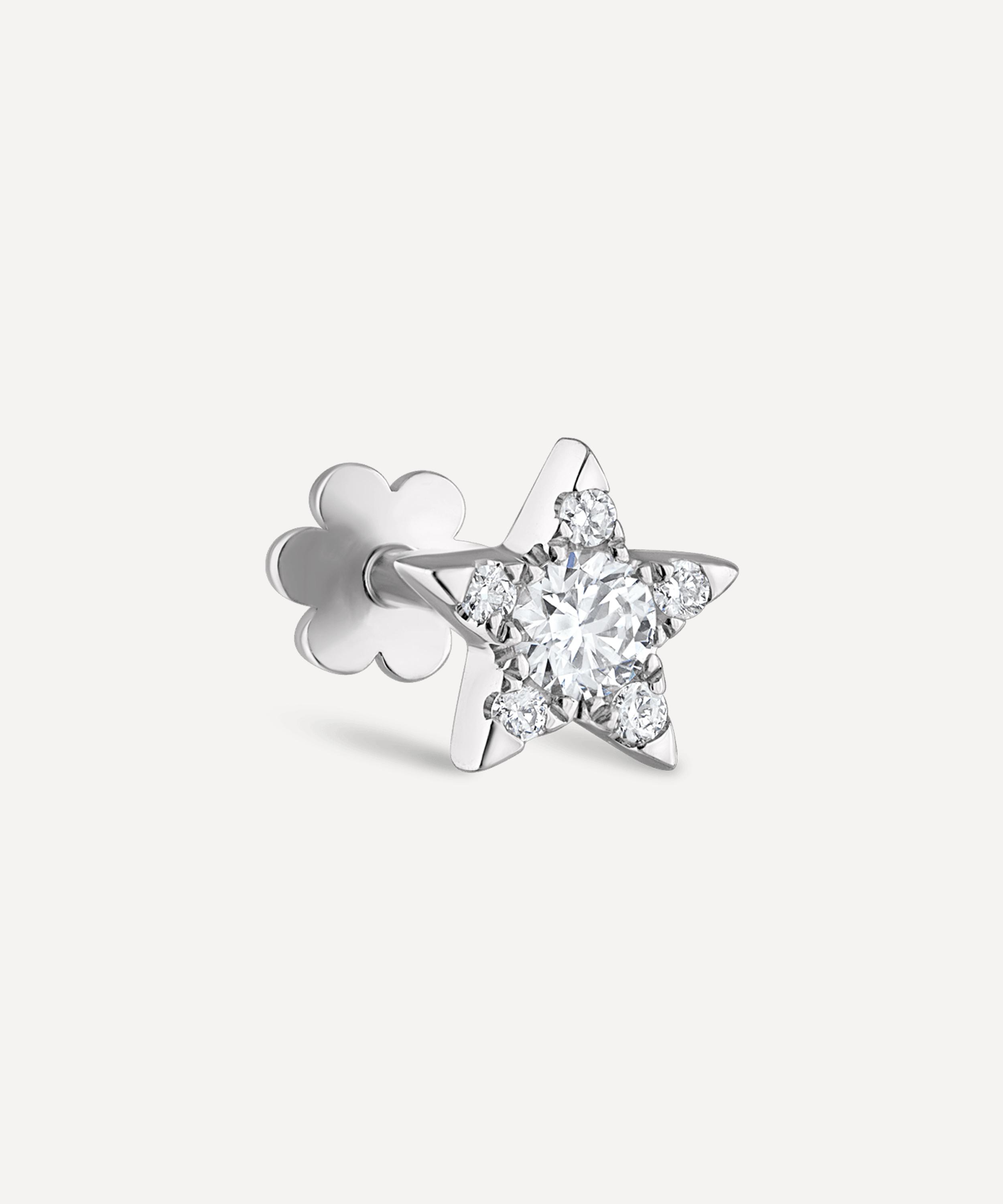 Maria Tash 18ct 4.5mm Diamond Star Single Threaded Stud Earring In White Gold