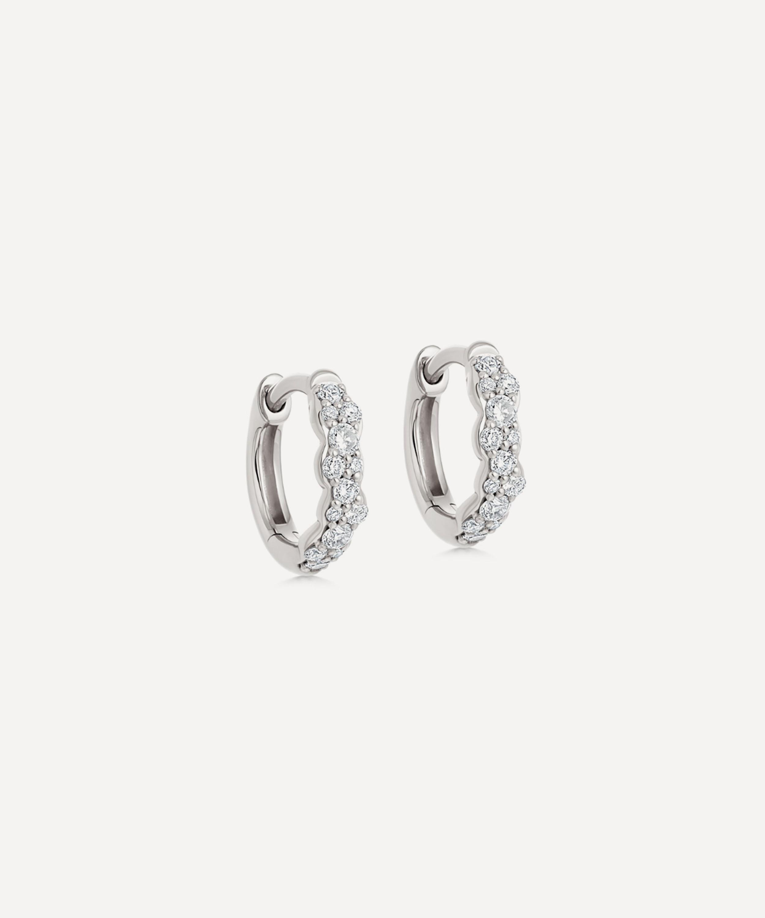 Shop Astley Clarke 14ct White Gold Interstellar Mini Diamond Hoop Earrings