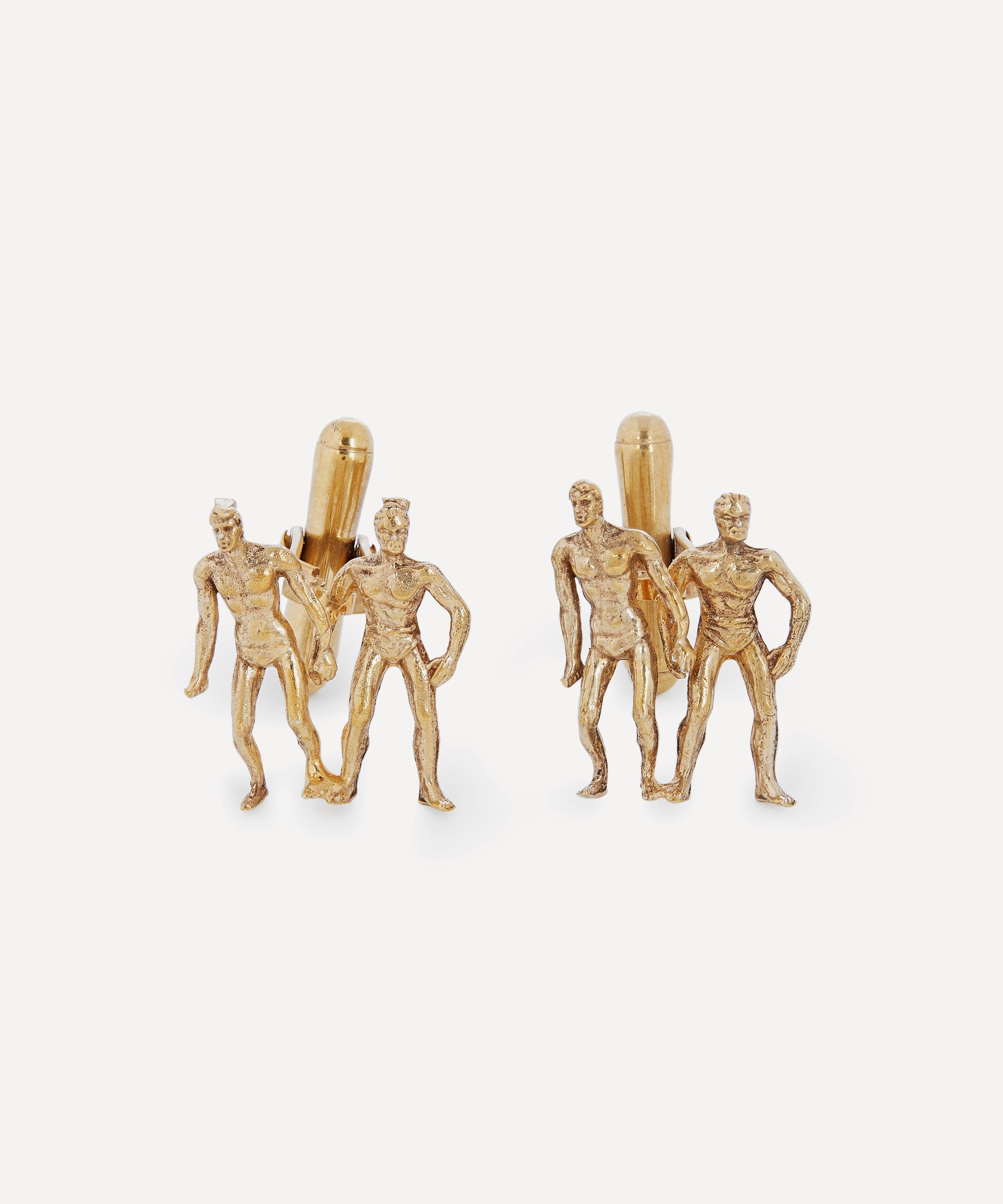 Designer Vintage Turn Of The Century Silver-gilt Cufflinks In Gold
