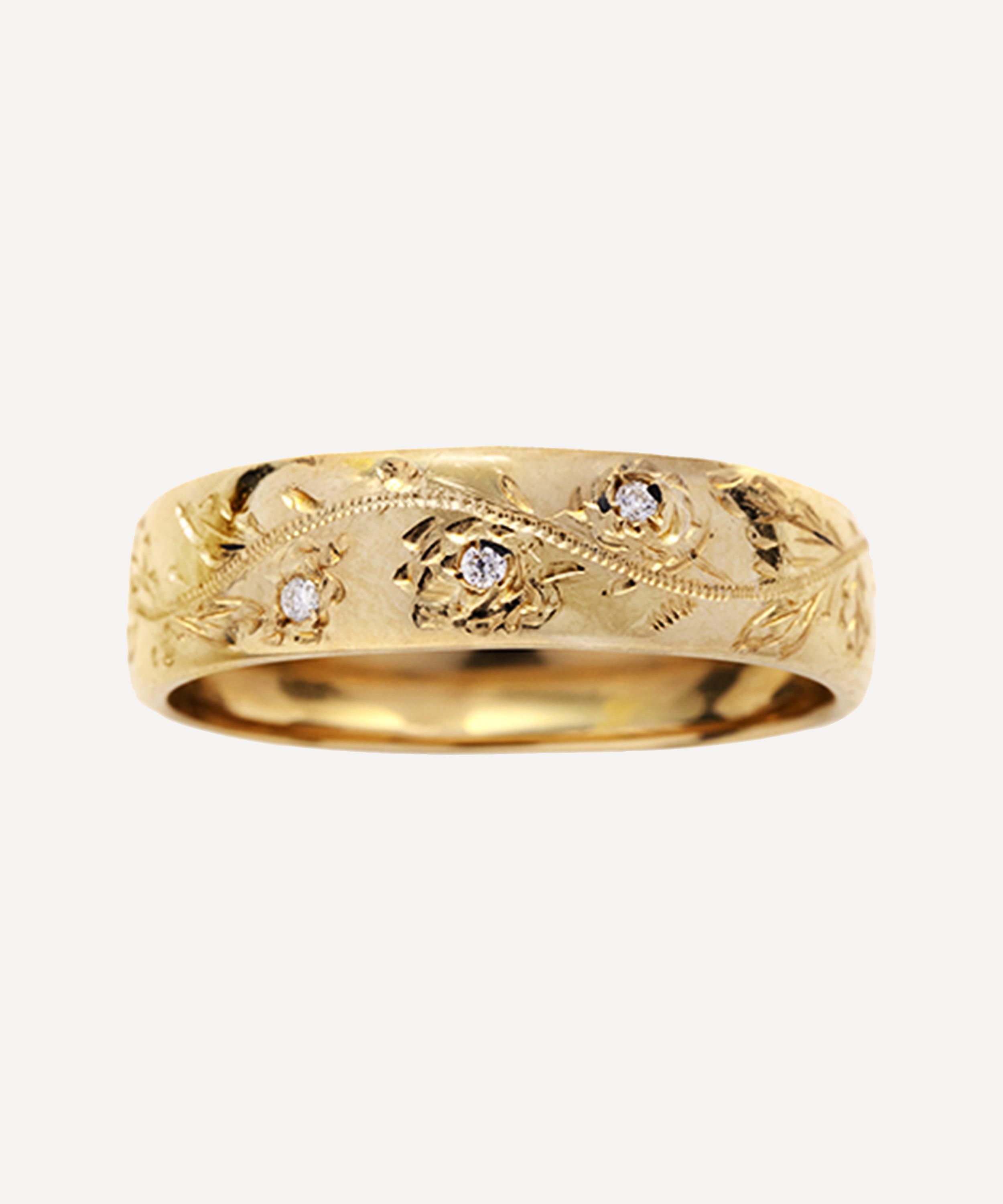 9ct Gold English Rose Diamond Ring Liberty