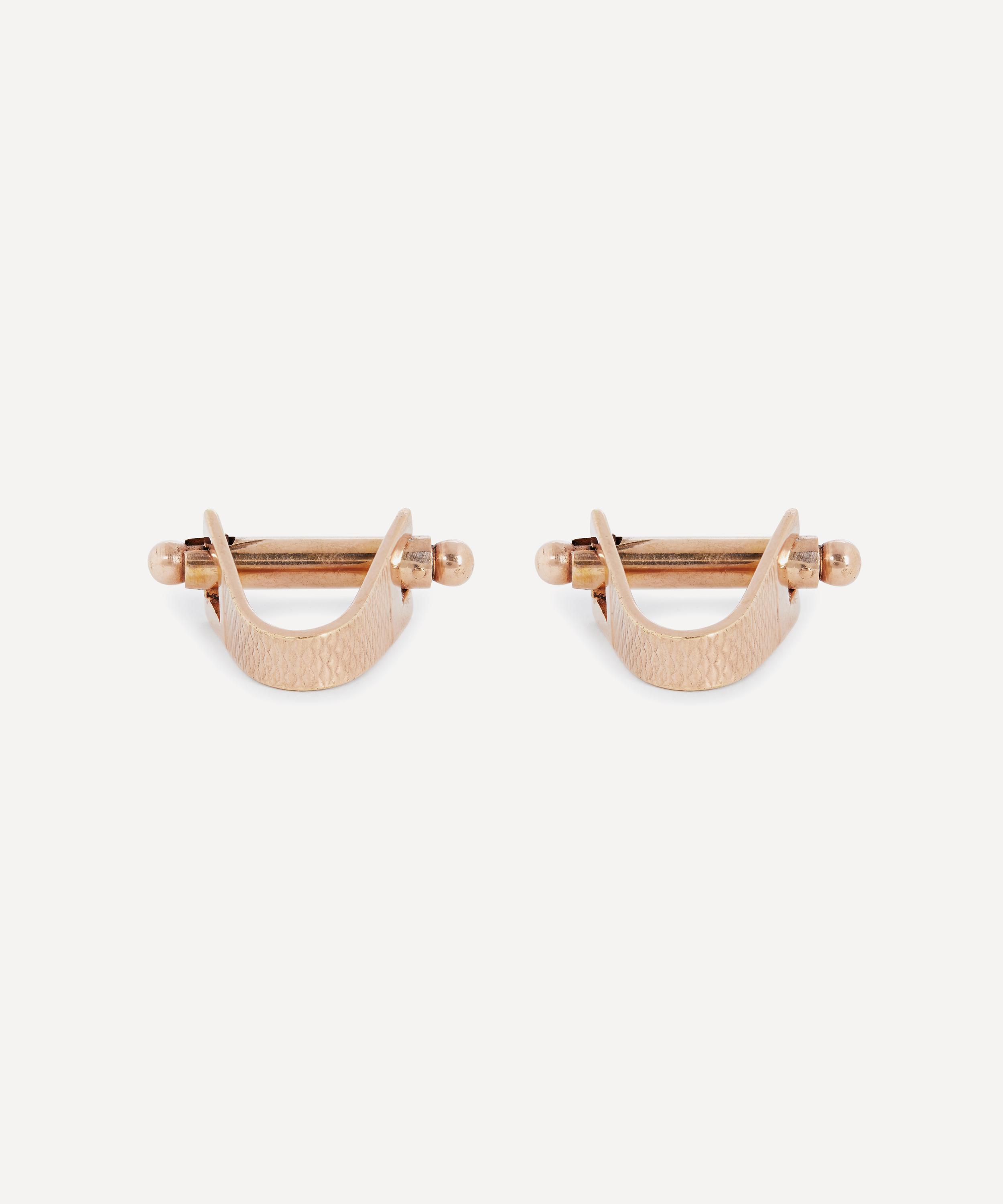 Designer Vintage 1940s Arch Gilt Cufflinks In Gold