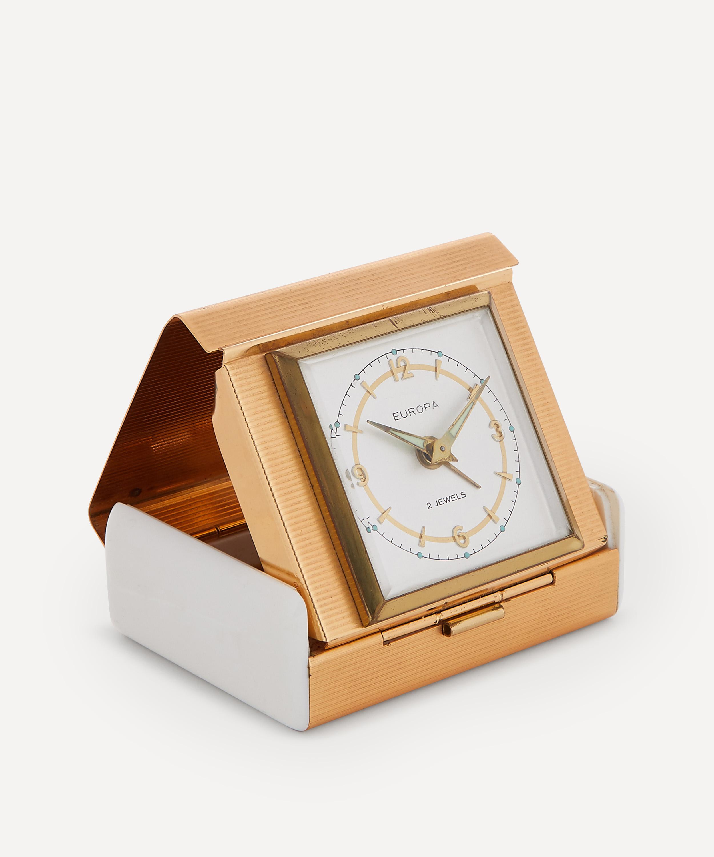 Shop Designer Vintage Mens 1960s Europa Gilt Travel Alarm Clock In Gold
