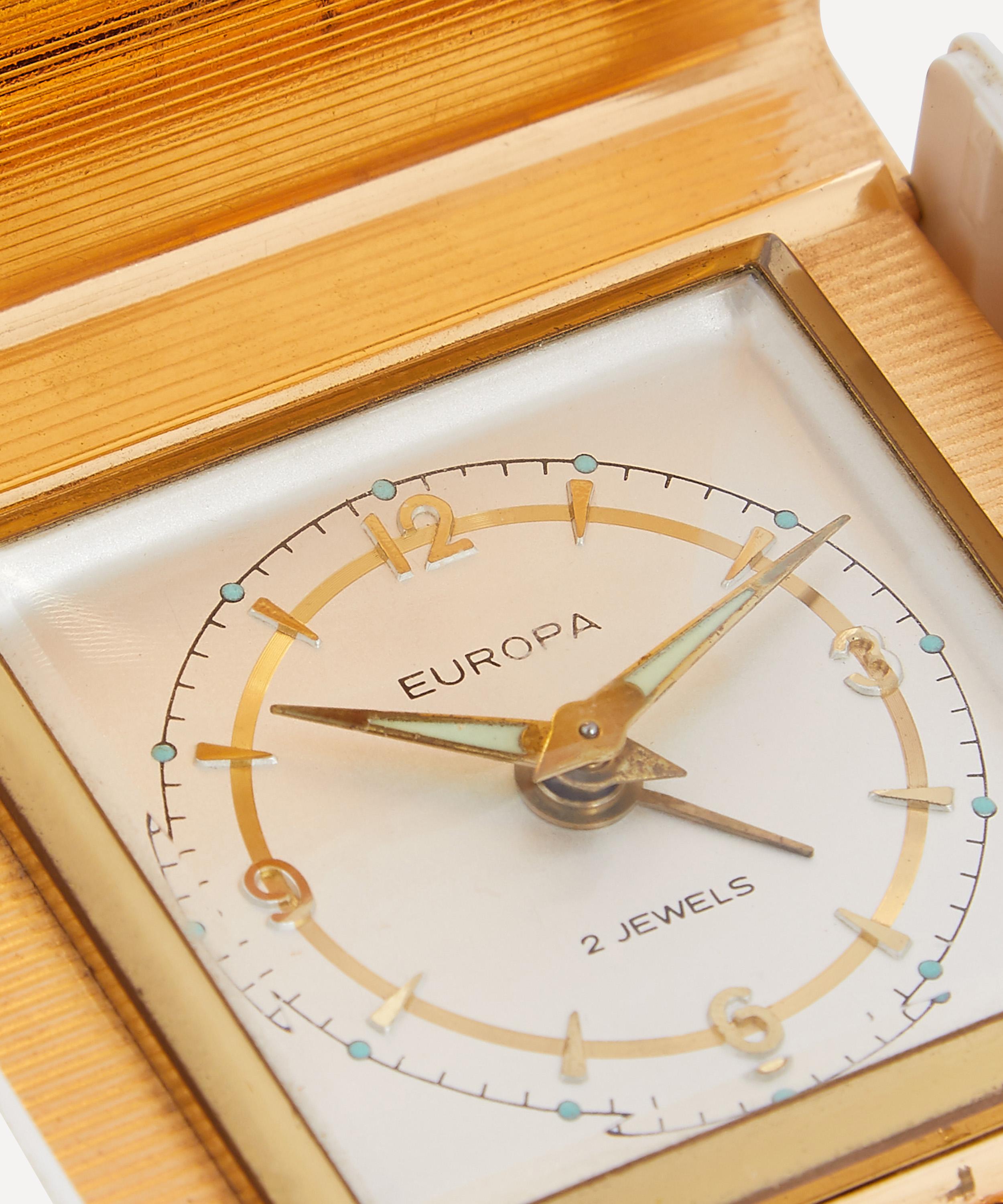 Shop Designer Vintage Mens 1960s Europa Gilt Travel Alarm Clock In Gold
