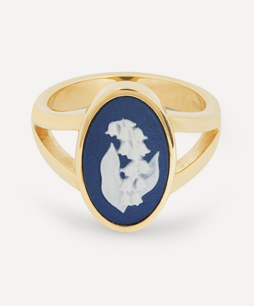 Ferian Gold Wedgwood Bluebell Medium Oval Split Ring