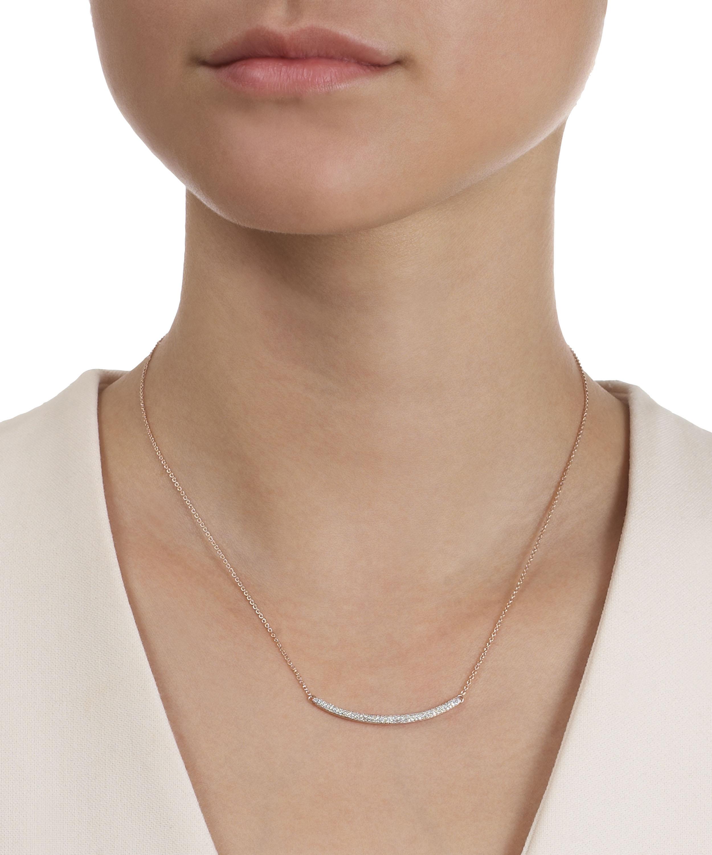 Monica Vinader Rose Gold Plated Vermeil Silver Skinny Curve Diamond Necklace In Rose Gold