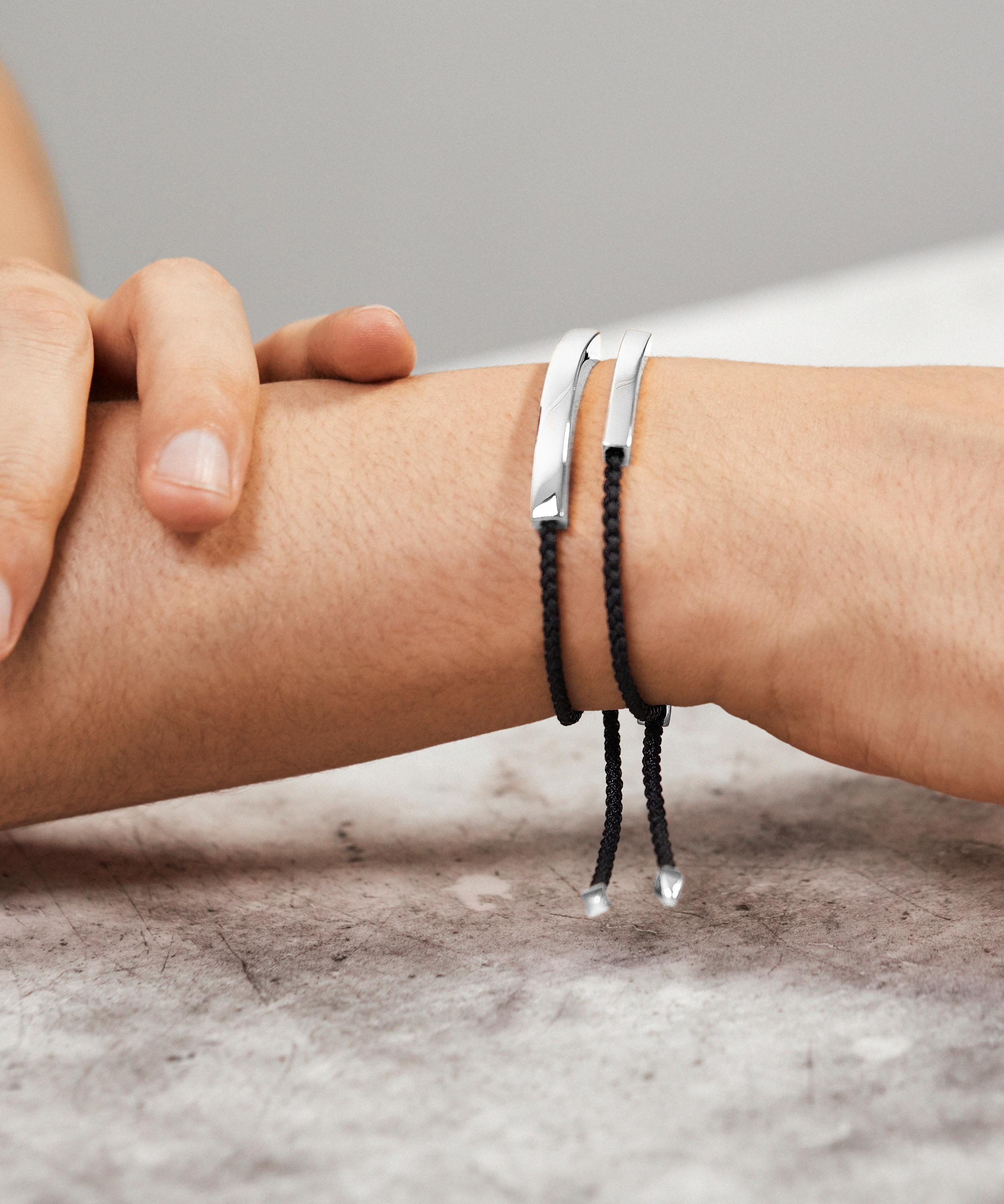 Shop Monica Vinader Silver Linear Large Men's Friendship Bracelet In Black