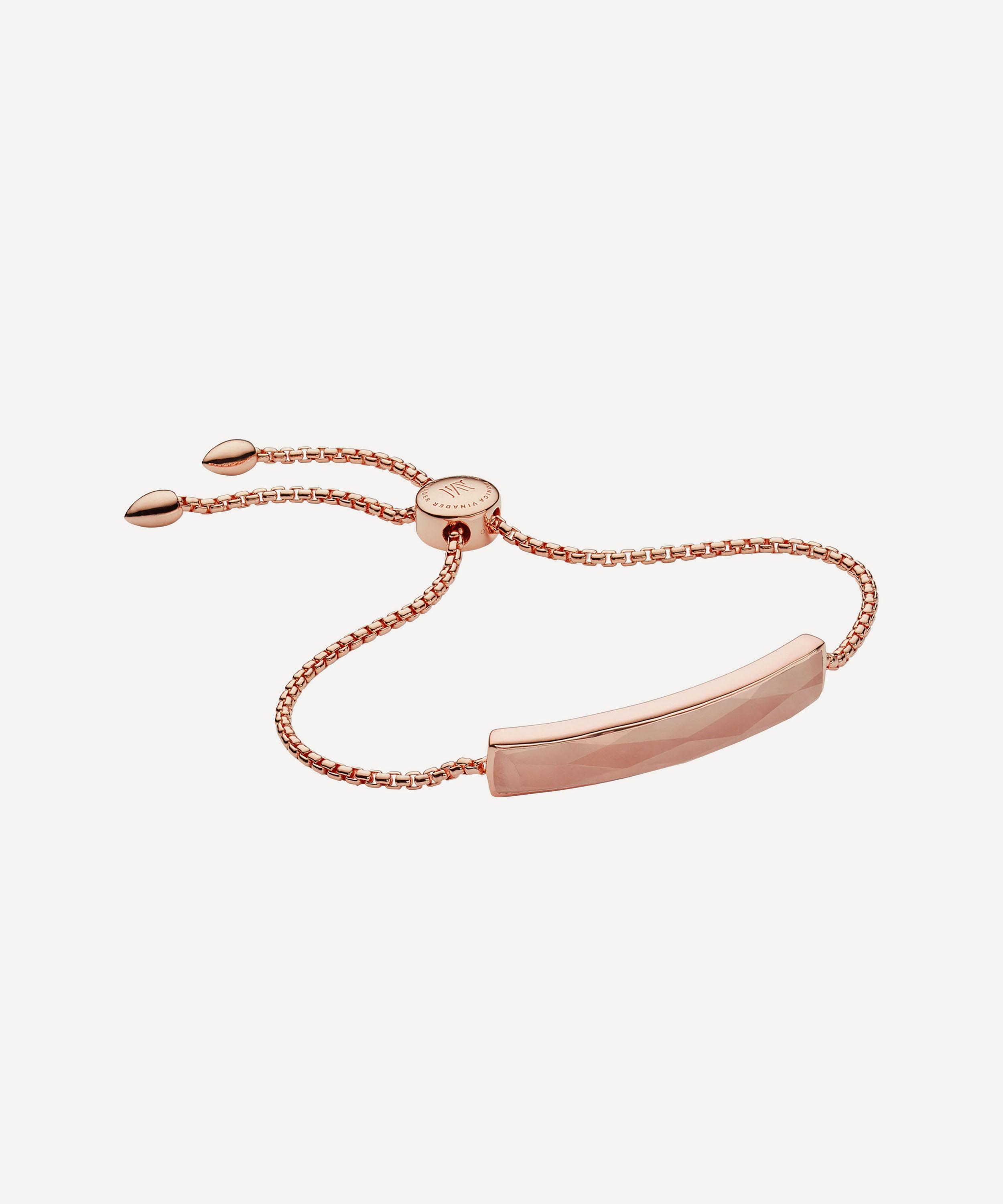 Monica Vinader Baja Facet Rose Quartz Bracelet In Rose Gold