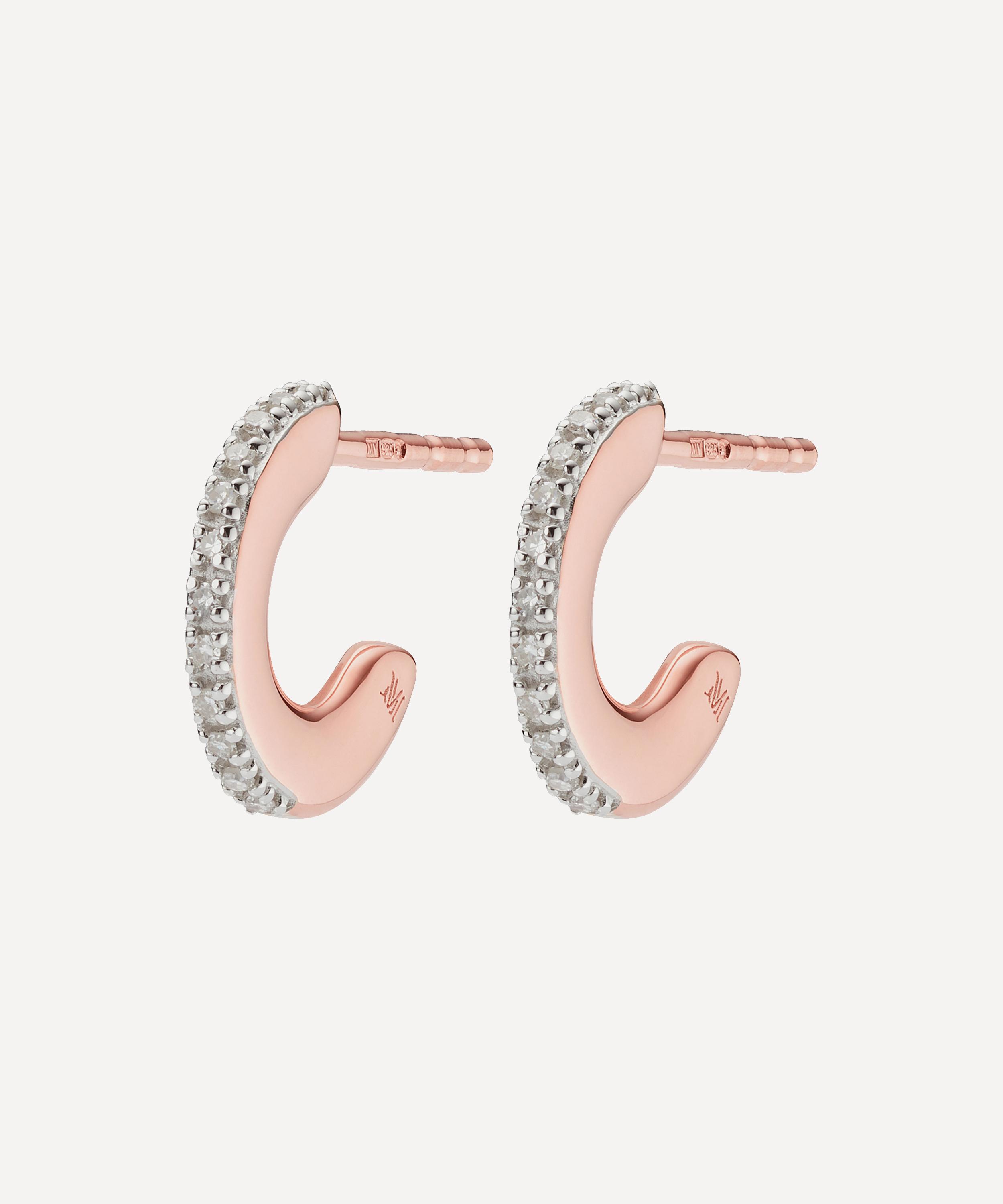 MONICA VINADER MONICA VINADER ROSE GOLD PLATED VERMEIL SILVER FIJI DIAMOND SMALL SKINNY HOOP EARRINGS 000706101