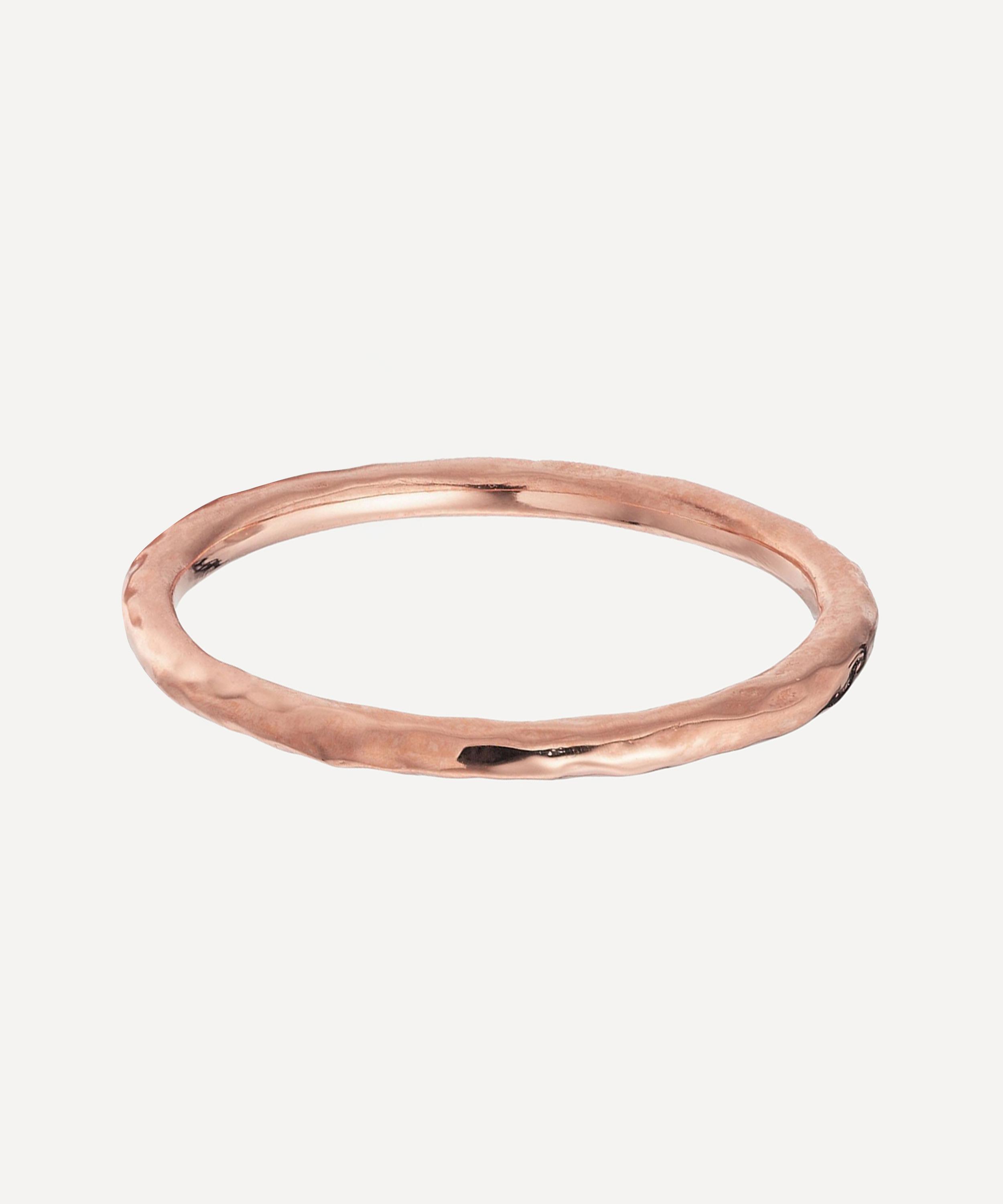 Monica Vinader Rose Gold Plated Vermeil Silver Siren Hammered Ring Rose Gold Vermeil K Luxury Christmas Gift / Present