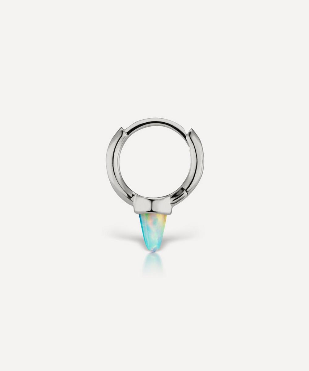 Maria Tash 6.5mm Single Short Opal Spike Non-rotating Hoop Earring In White