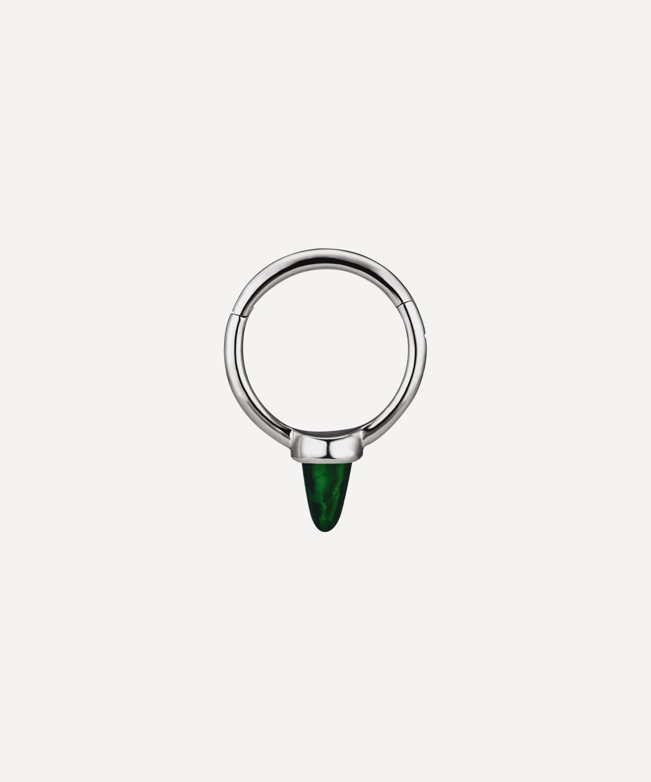 MARIA TASH MARIA TASH 8MM SINGLE SHORT BLACK OPAL SPIKE NON-ROTATING HOOP EARRING 000708391