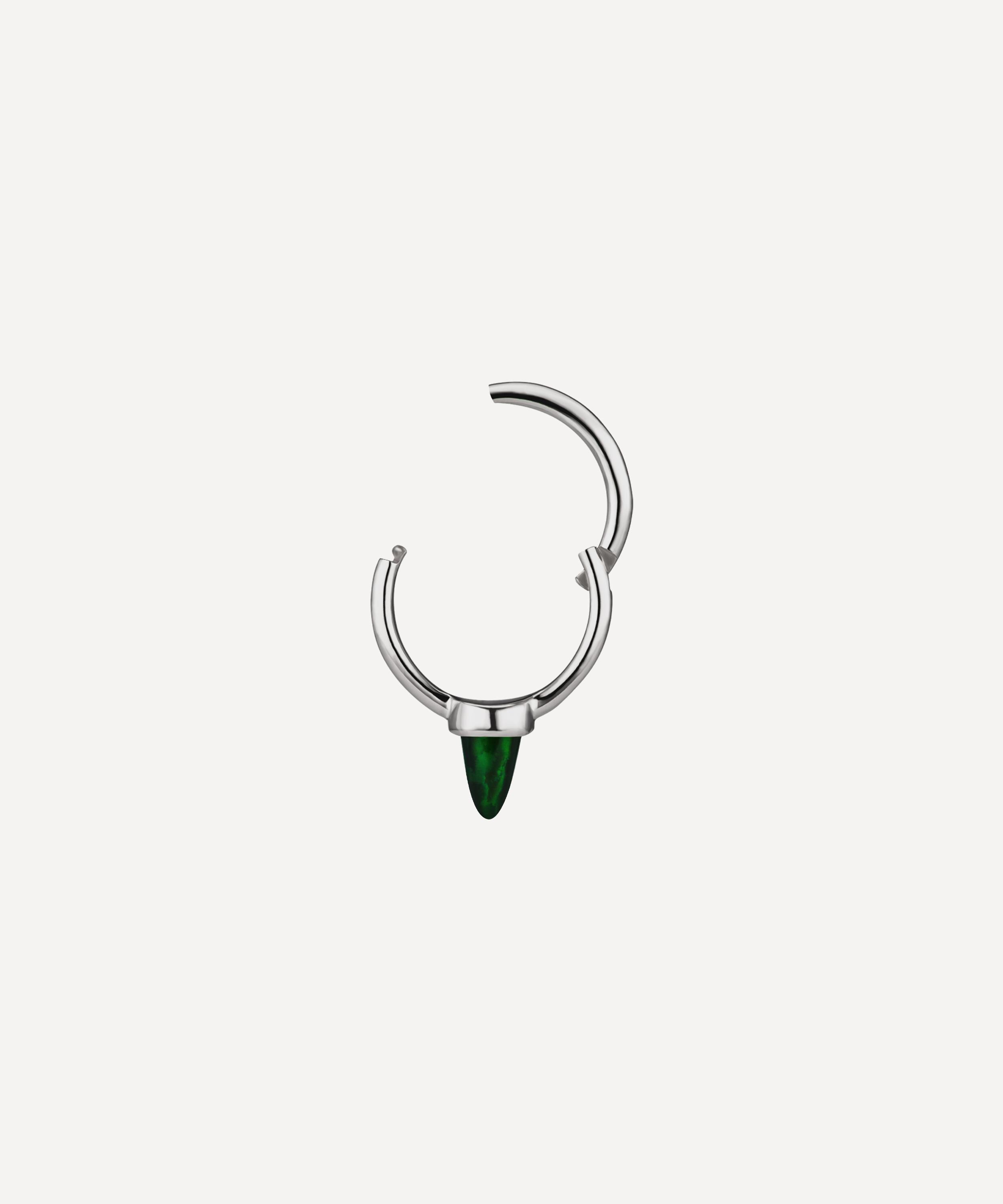 MARIA TASH MARIA TASH 8MM SINGLE SHORT BLACK OPAL SPIKE NON-ROTATING HOOP EARRING 000708391