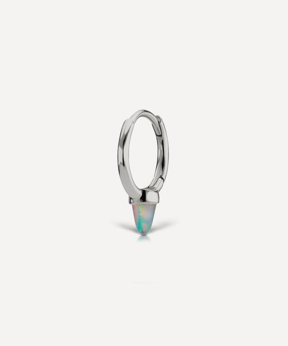 Maria Tash 8mm Single Short Opal Spike Non-rotating Hoop Earring In White Gold