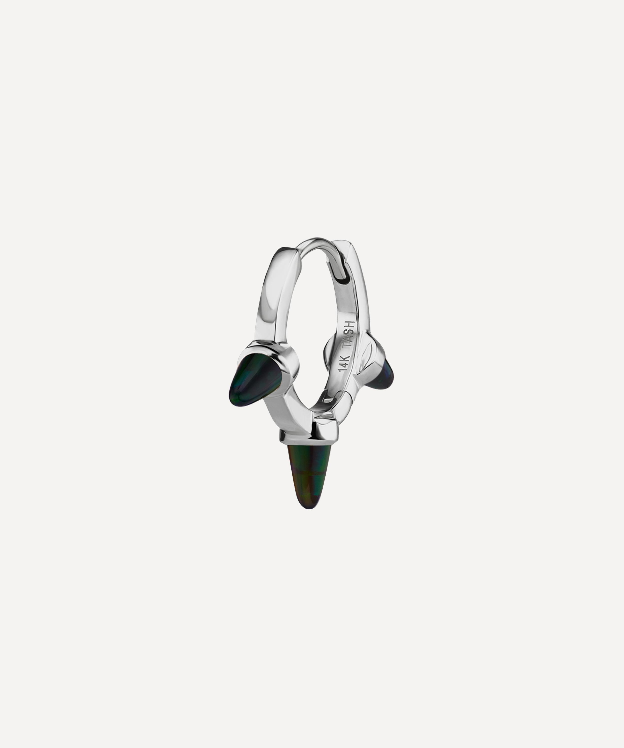 MARIA TASH MARIA TASH 14CT 9.5MM TRIPLE SHORT BLACK OPAL SPIKE HOOP EARRING 000708428