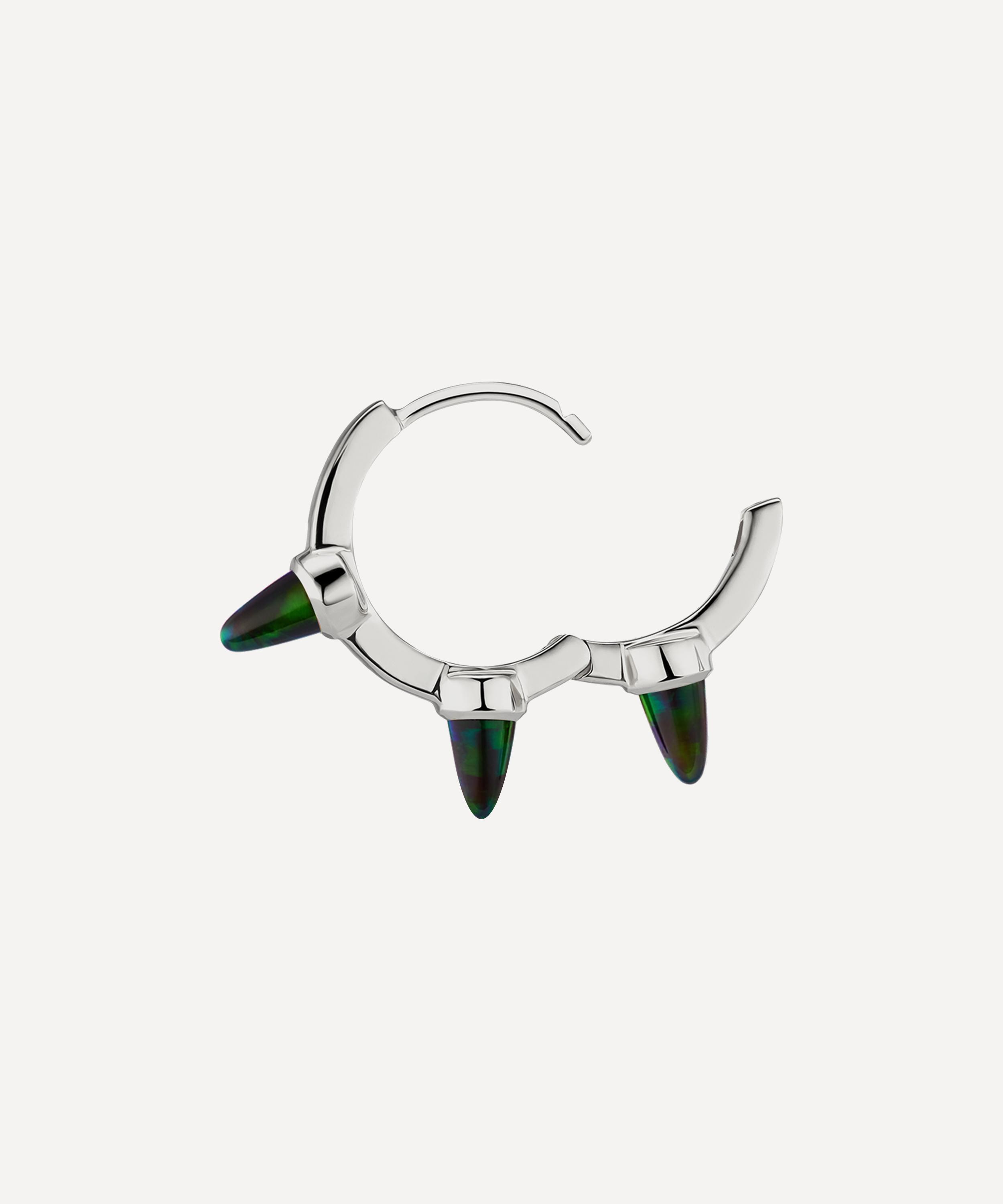 MARIA TASH MARIA TASH 14CT 9.5MM TRIPLE SHORT BLACK OPAL SPIKE HOOP EARRING 000708428