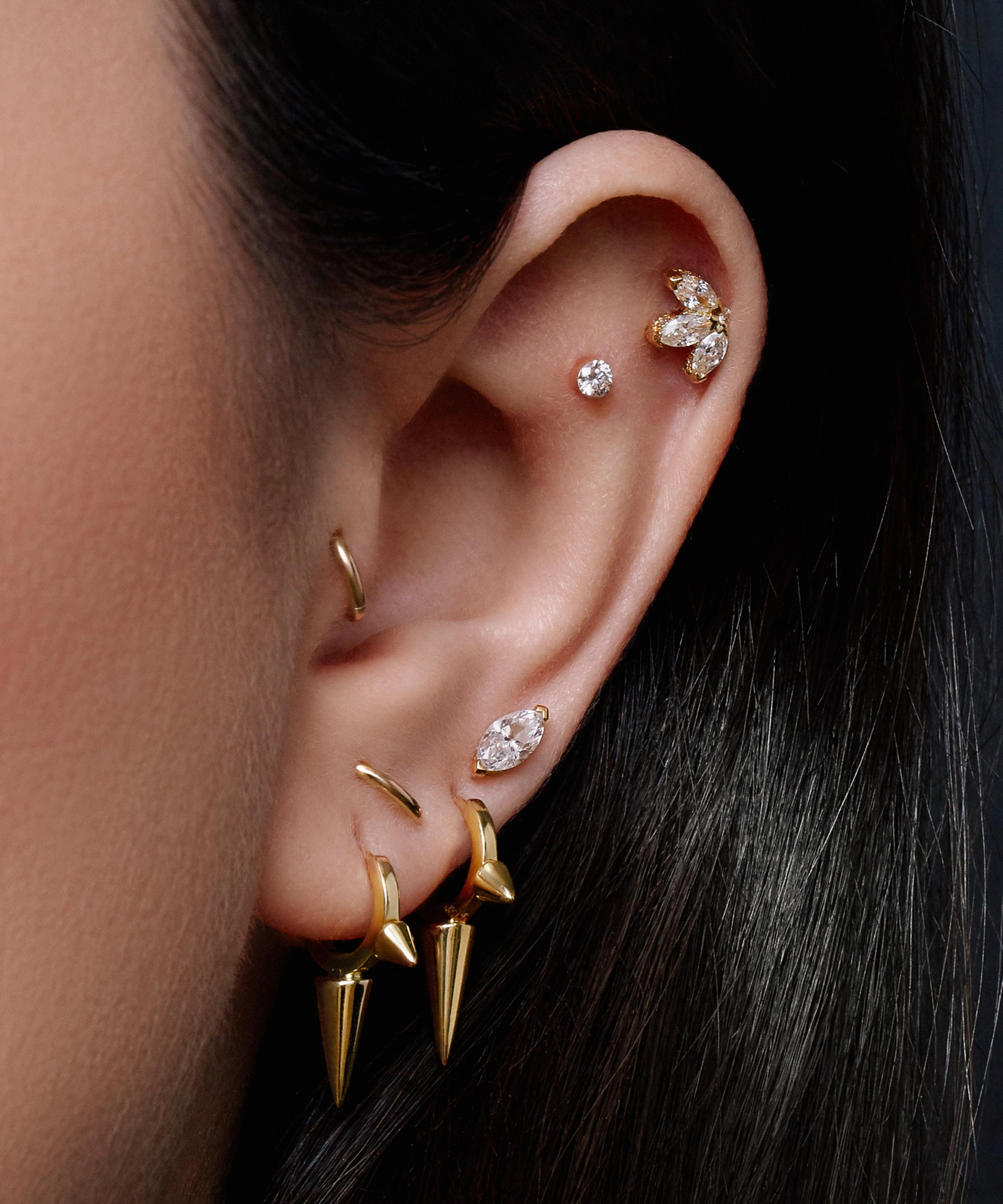 Maria Tash 14ct 6.5mm Triple Long Spike Single Hoop Earring In Rose Gold