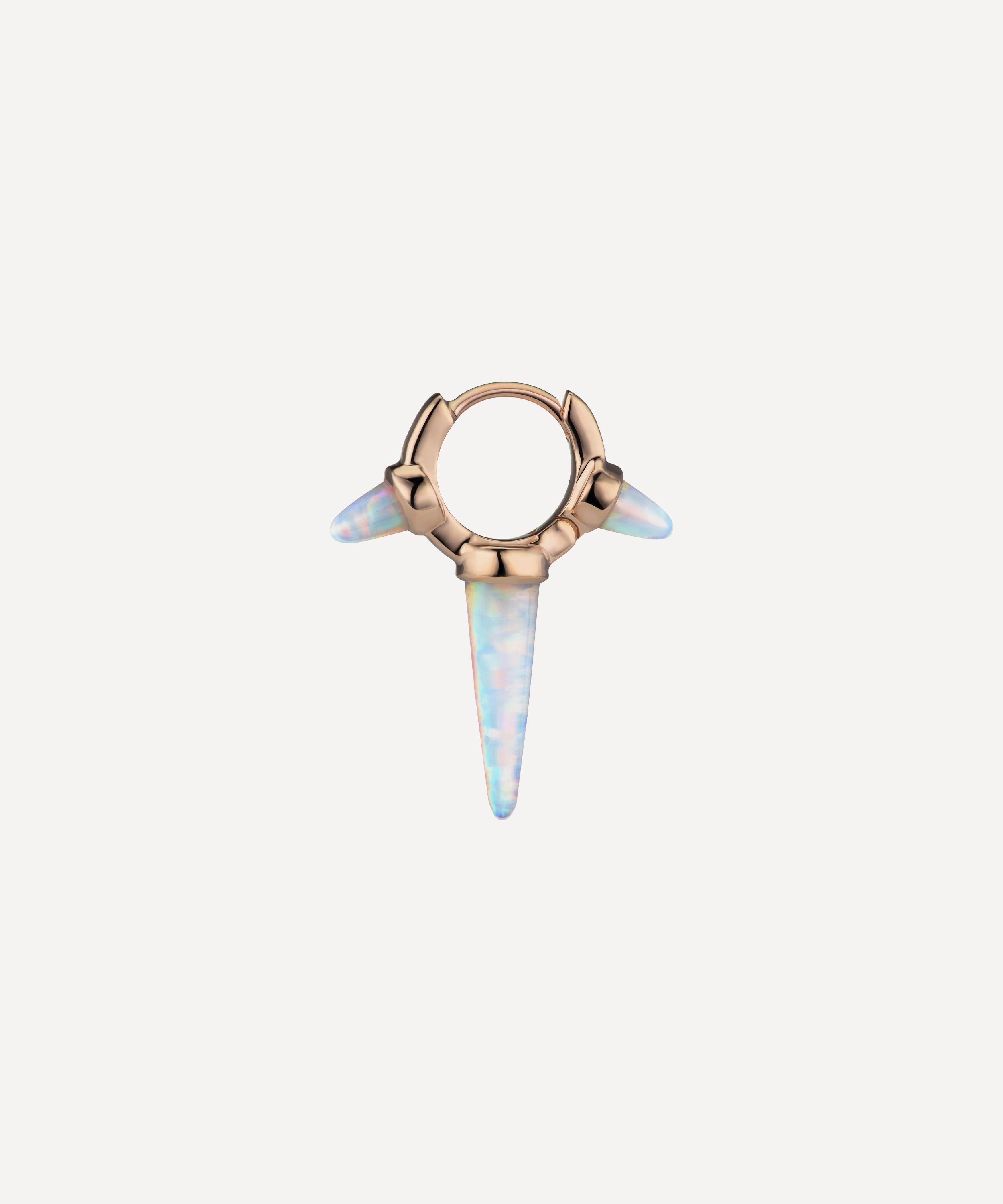 Maria Tash 14ct 6.5mm Triple Long Opal Spike Hoop Earring