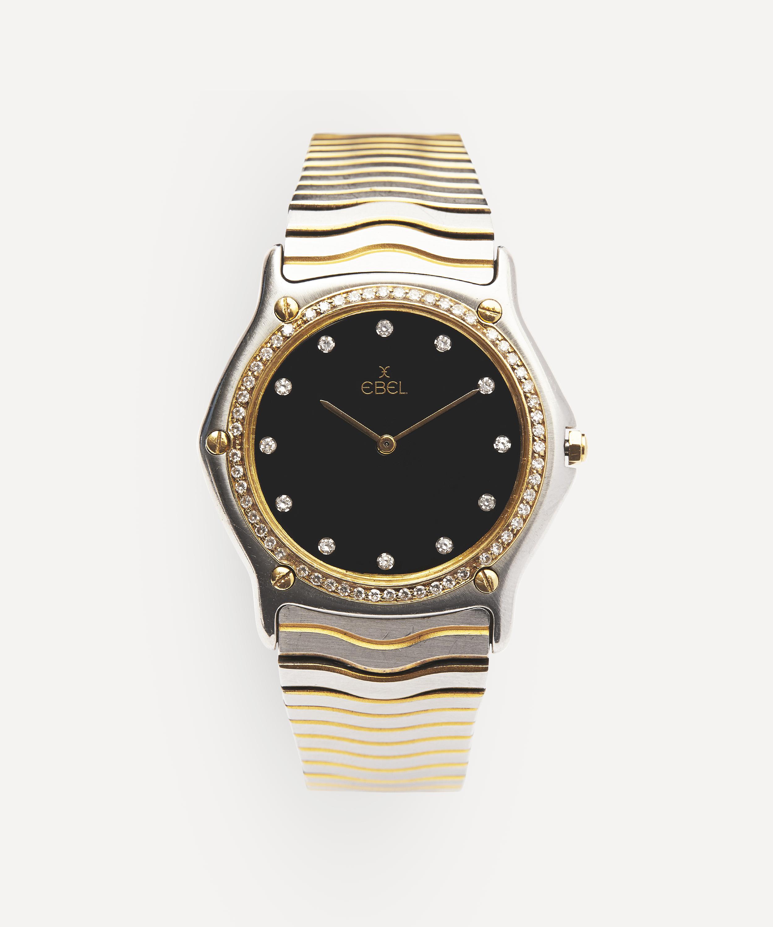 Designer Vintage 1990s Ebel Wave 24 Carat Gold, White Metal And Diamond Watch