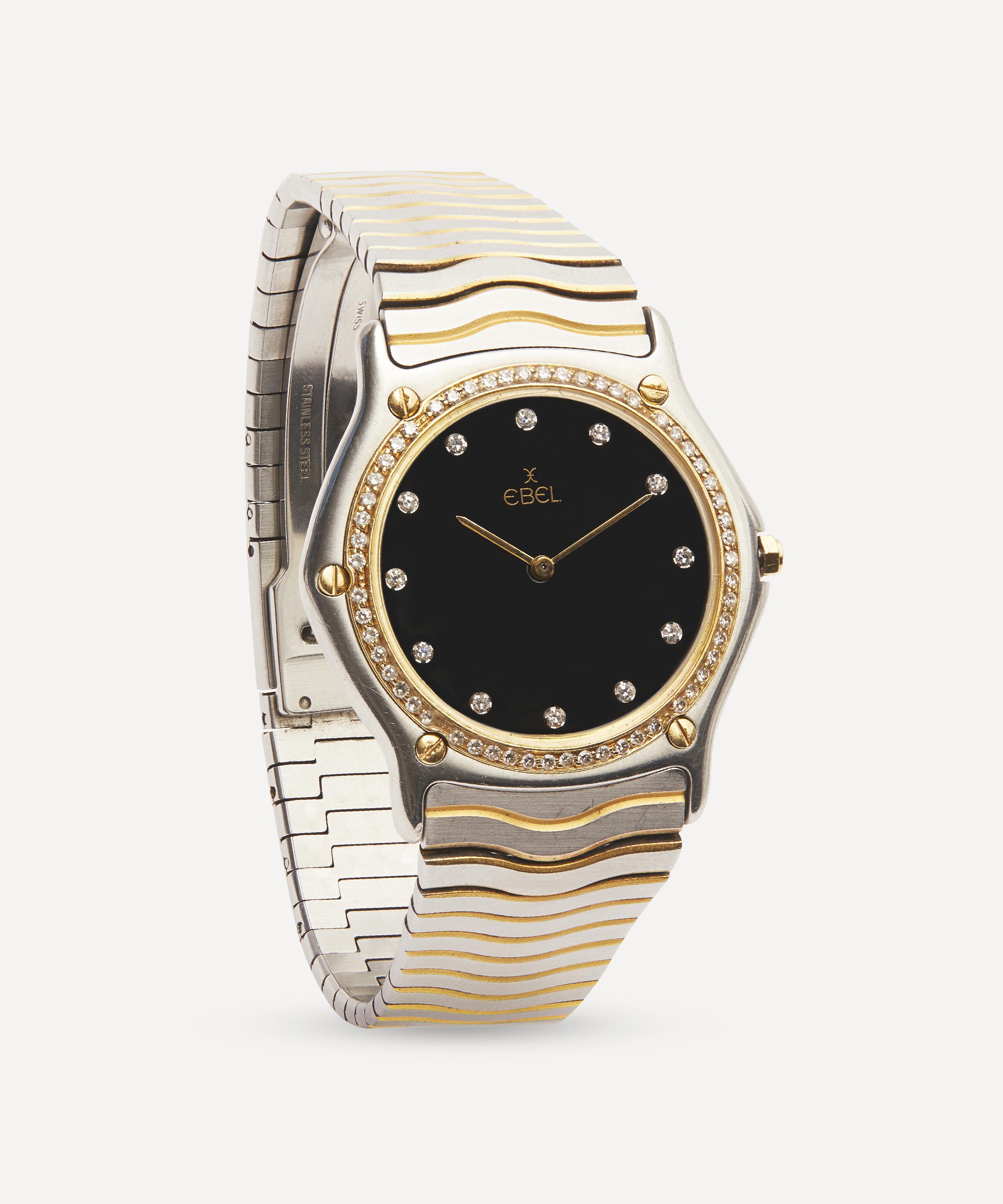 Shop Designer Vintage Mens 1990s Ebel Wave 24 Carat Gold White Metal And Diamond Watch