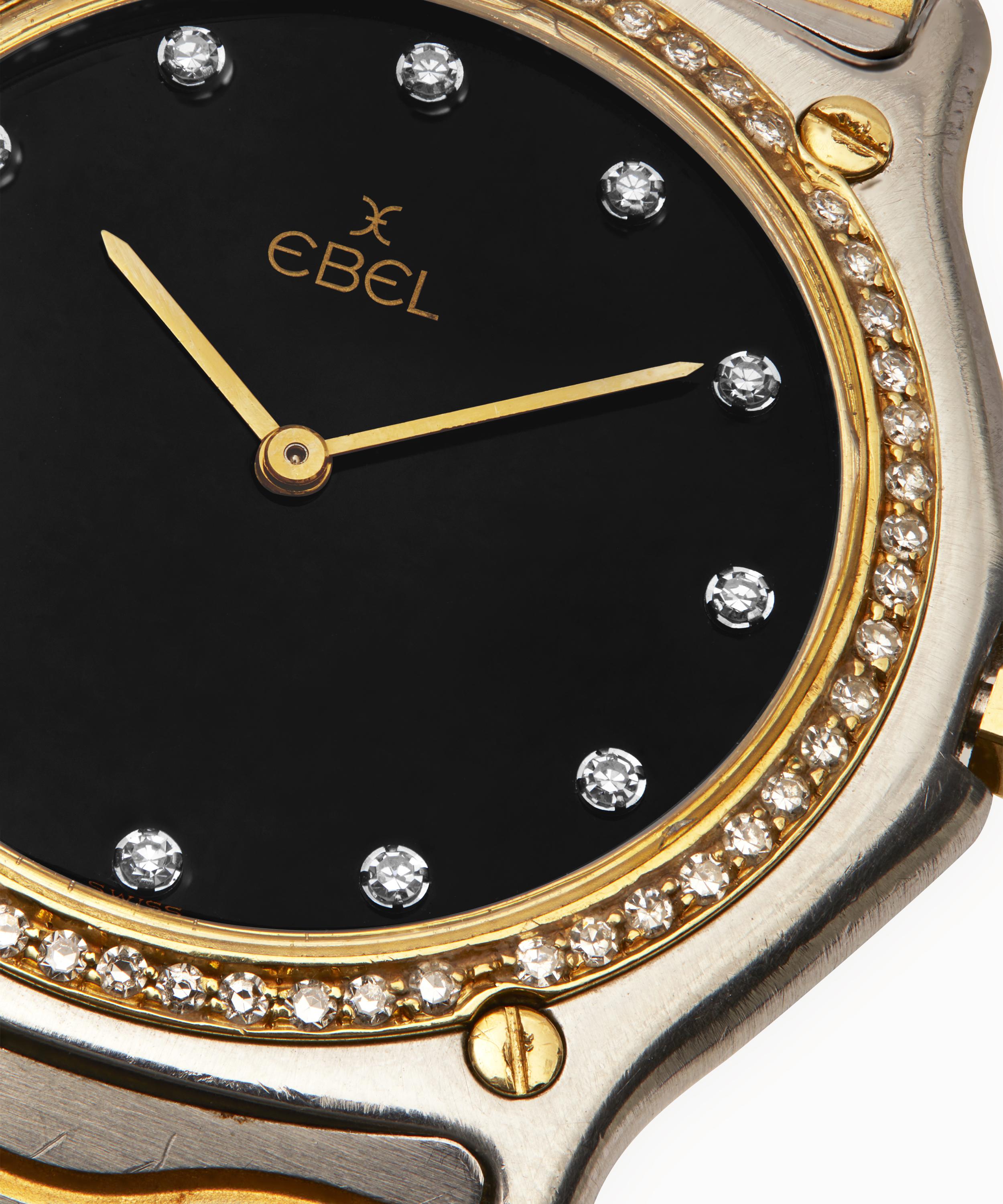 Shop Designer Vintage Mens 1990s Ebel Wave 24 Carat Gold White Metal And Diamond Watch