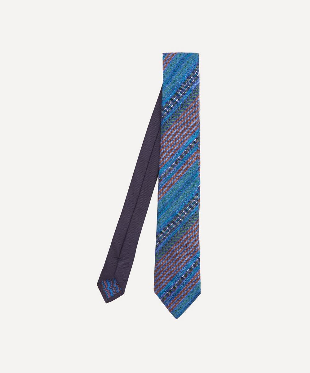 Missoni Stripe Silk Tie In Blue