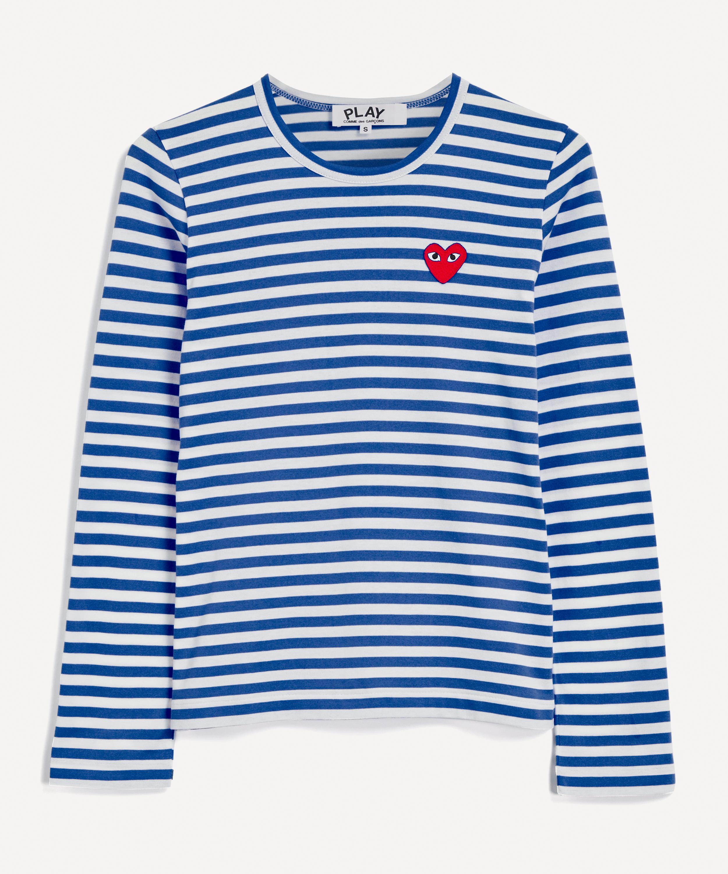 Comme Des Garçons Play Striped Long-sleeve T-shirt In Navy