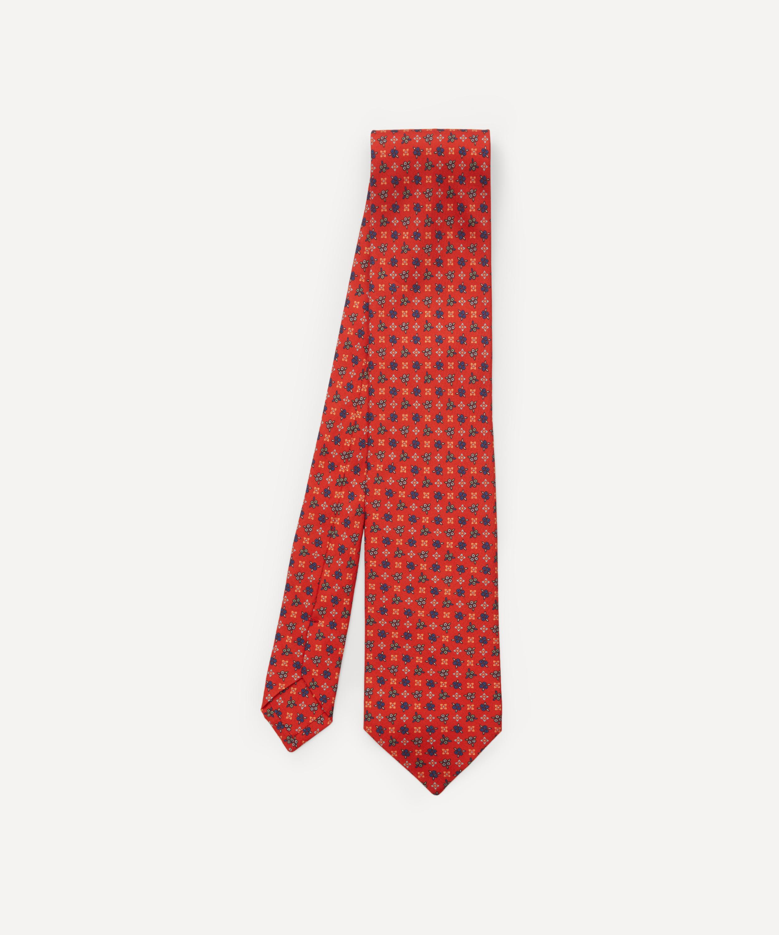 Liberty Mobberley Printed Silk Tie In Red