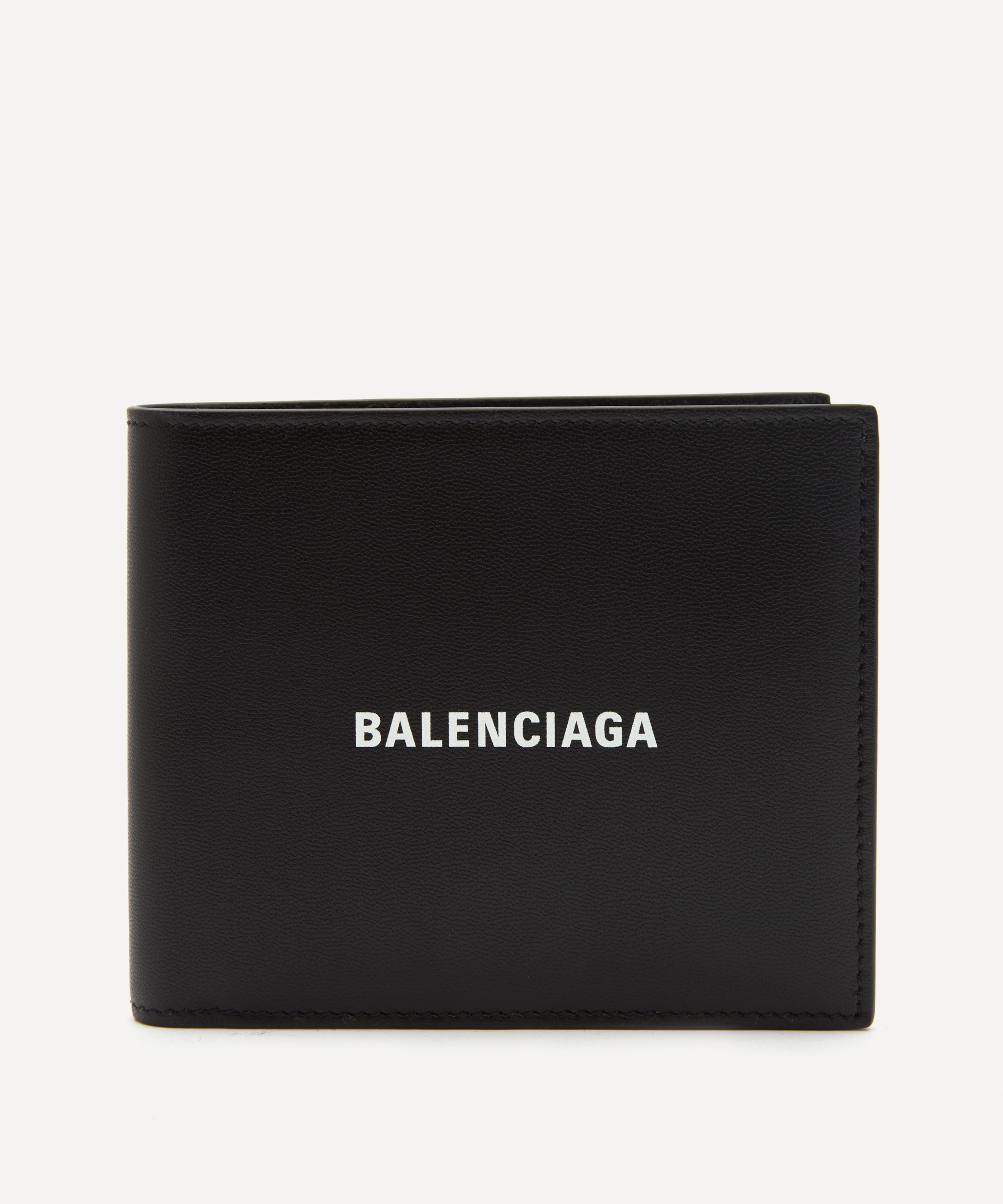 Balenciaga Leather Billfold Logo Wallet In Black