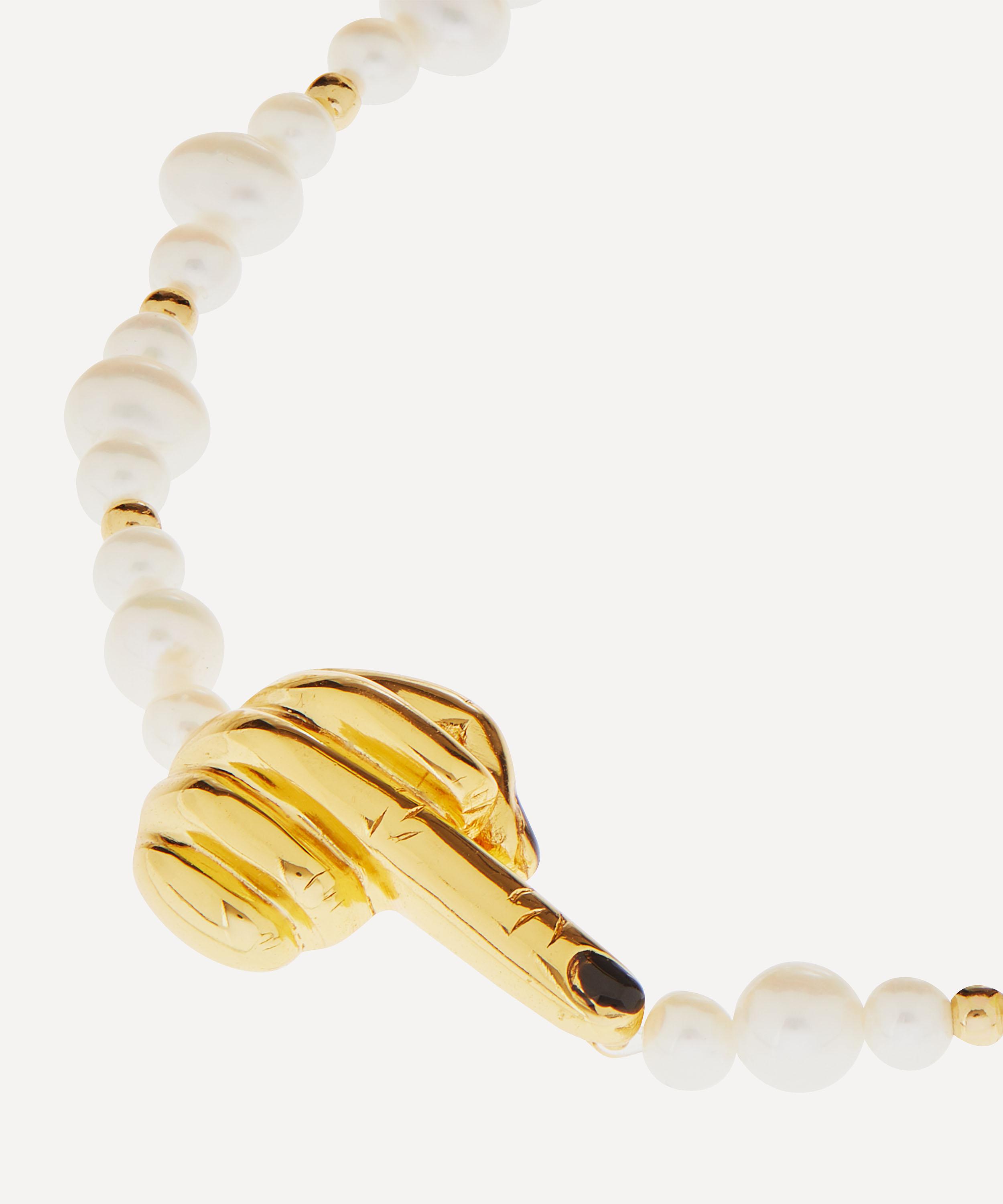 ANISSA KERMICHE ANISSA KERMICHE GOLD-PLATED FRENCH FOR GOODNIGHT PEARL BRACELET 000711587
