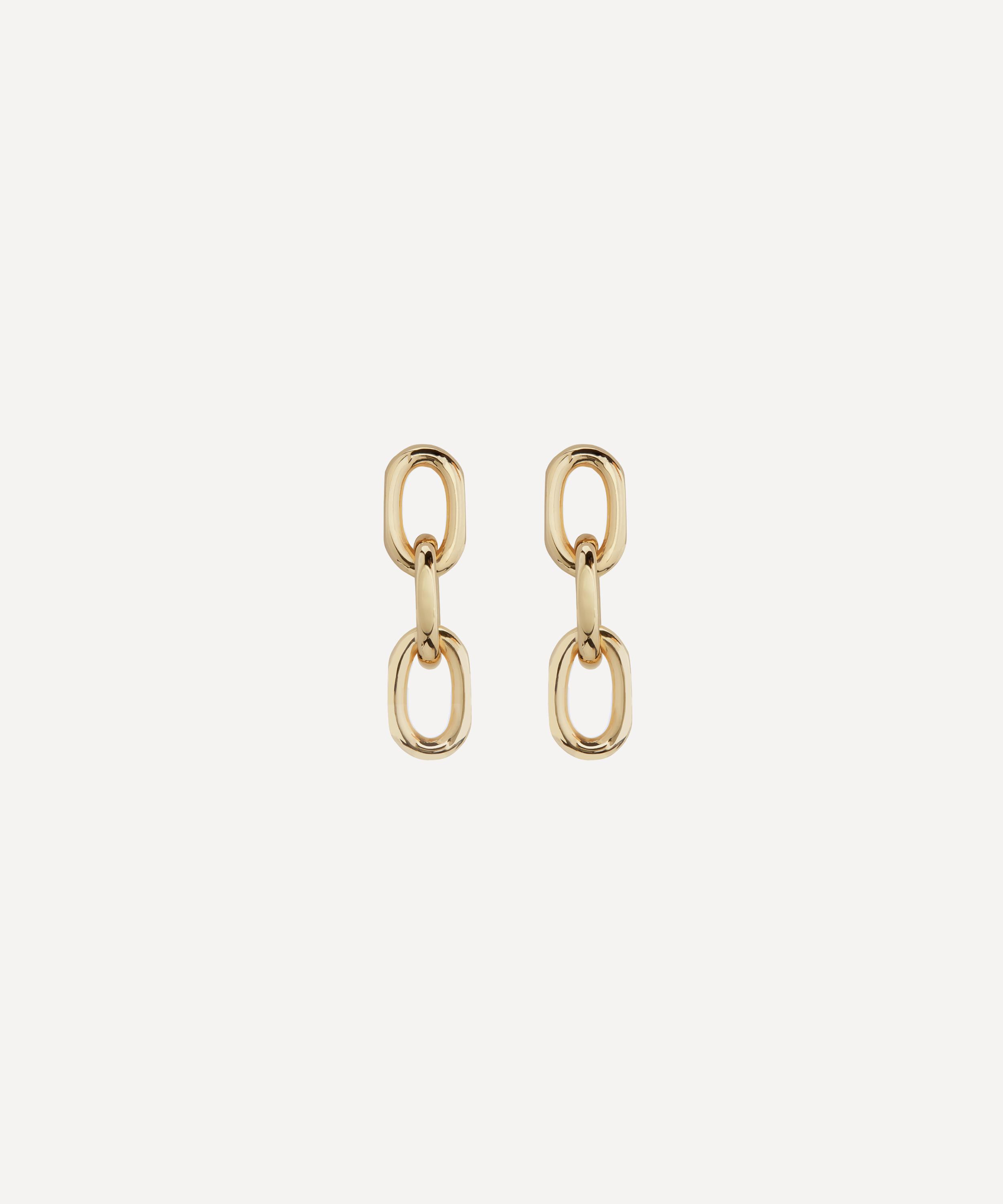 Monica Vinader Gold-plated Vermeil Silver Alta Capture Mini Link Earrings In Gold