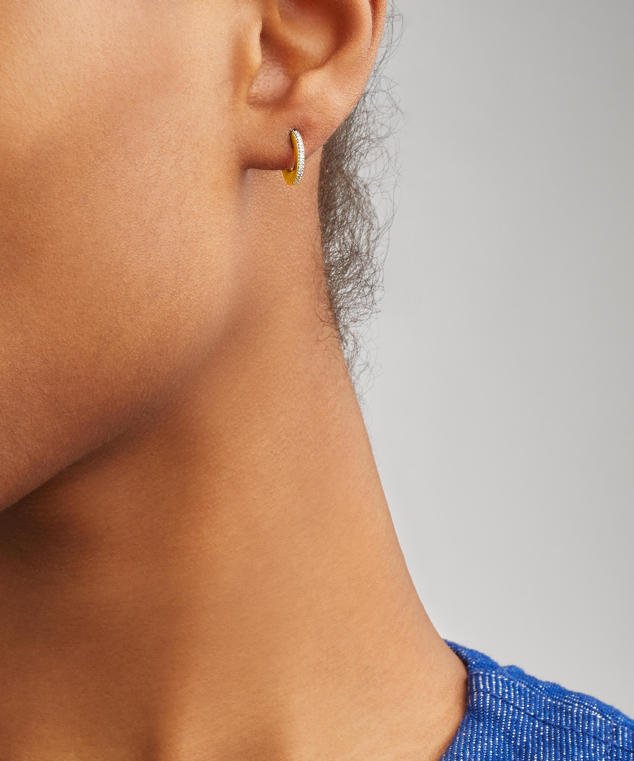 Shop Monica Vinader Gold Plated Vermeil Silver Fiji Small Skinny Diamond Hoop Earrings