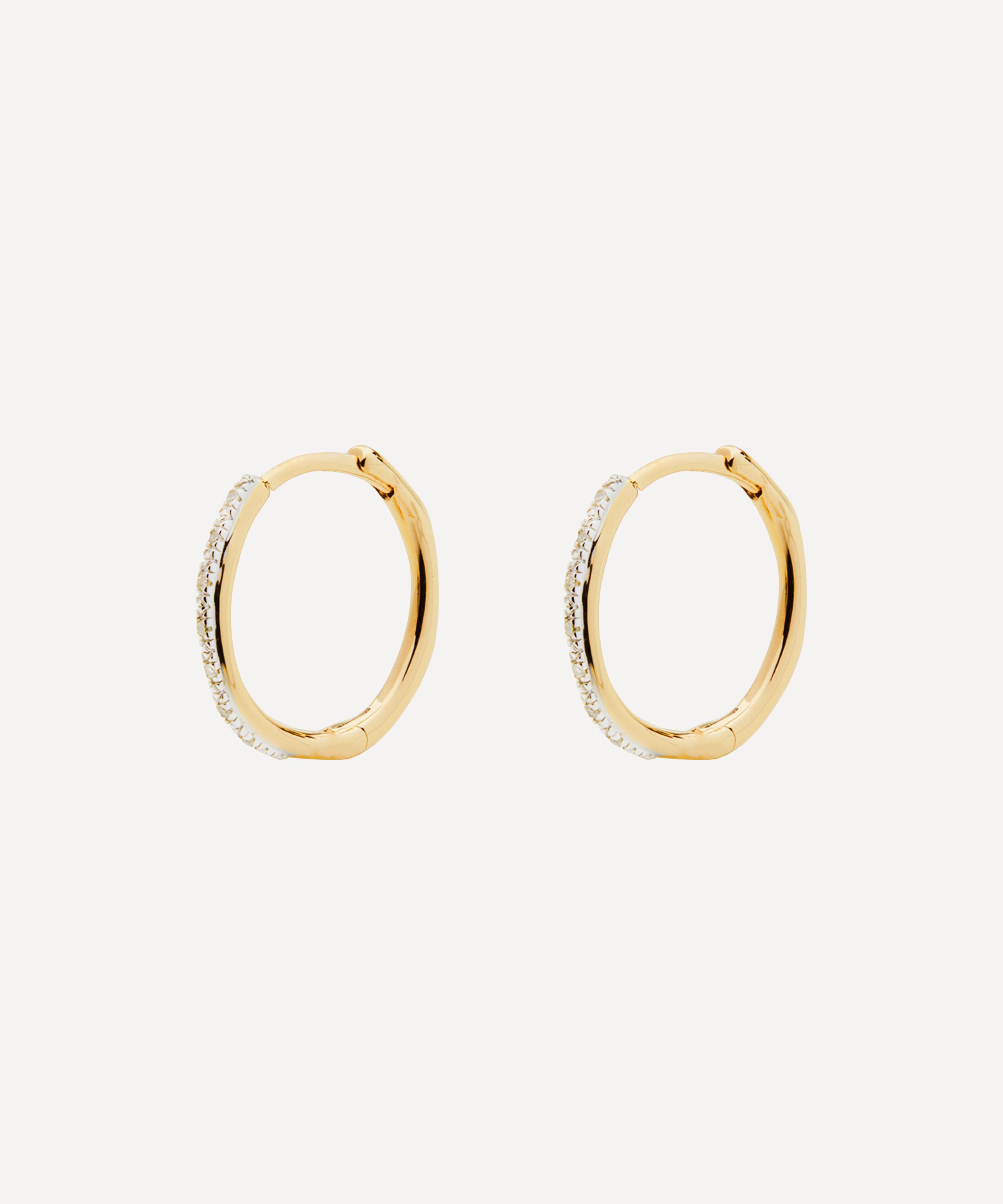 Monica Vinader Gold Plated Vermeil Silver Riva Wave Medium Diamond Hoop Earrings In Gold