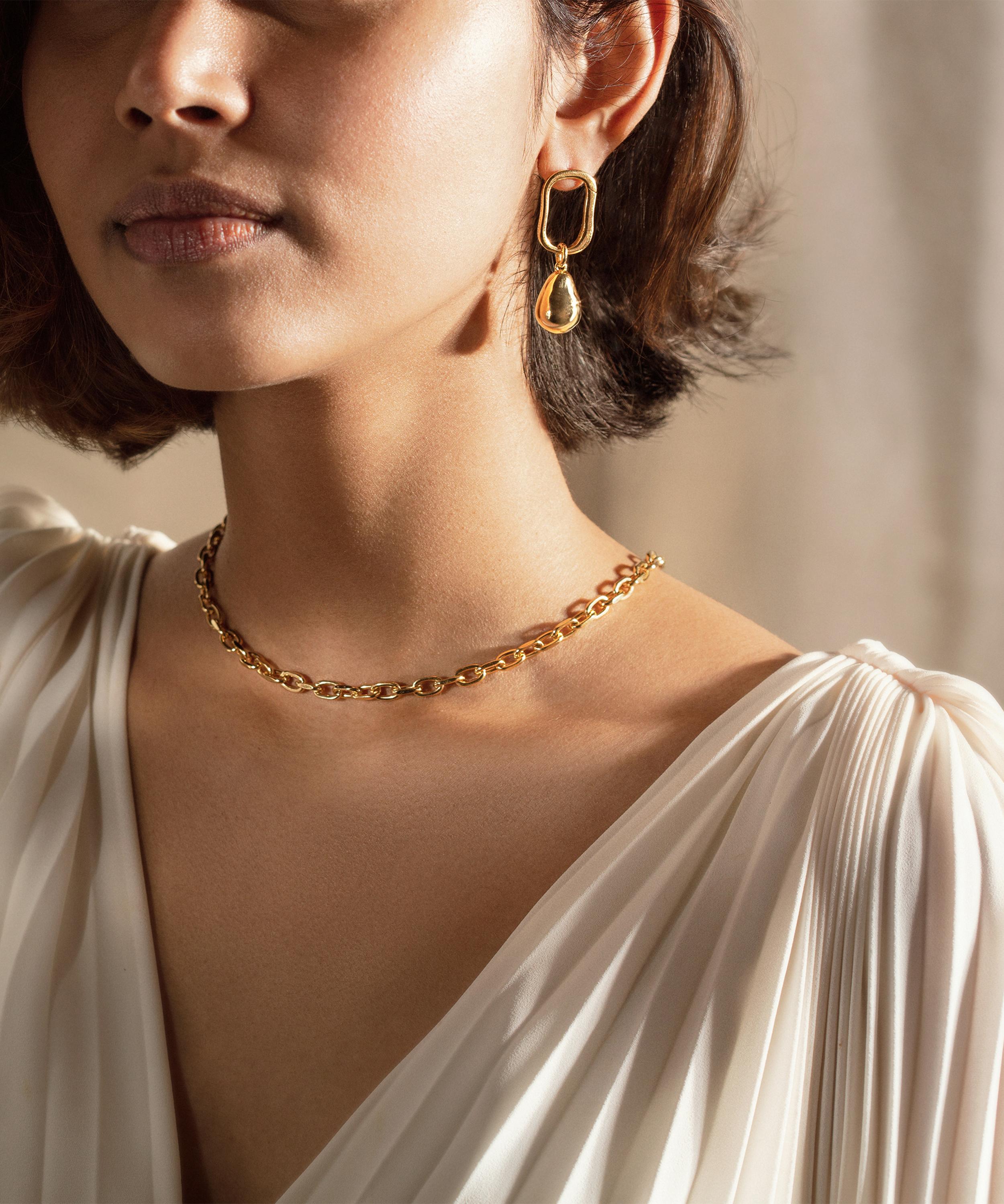 Monica Vinader Gold Plated Vermeil Silver Alta Capture Mini Link Necklace In Gold
