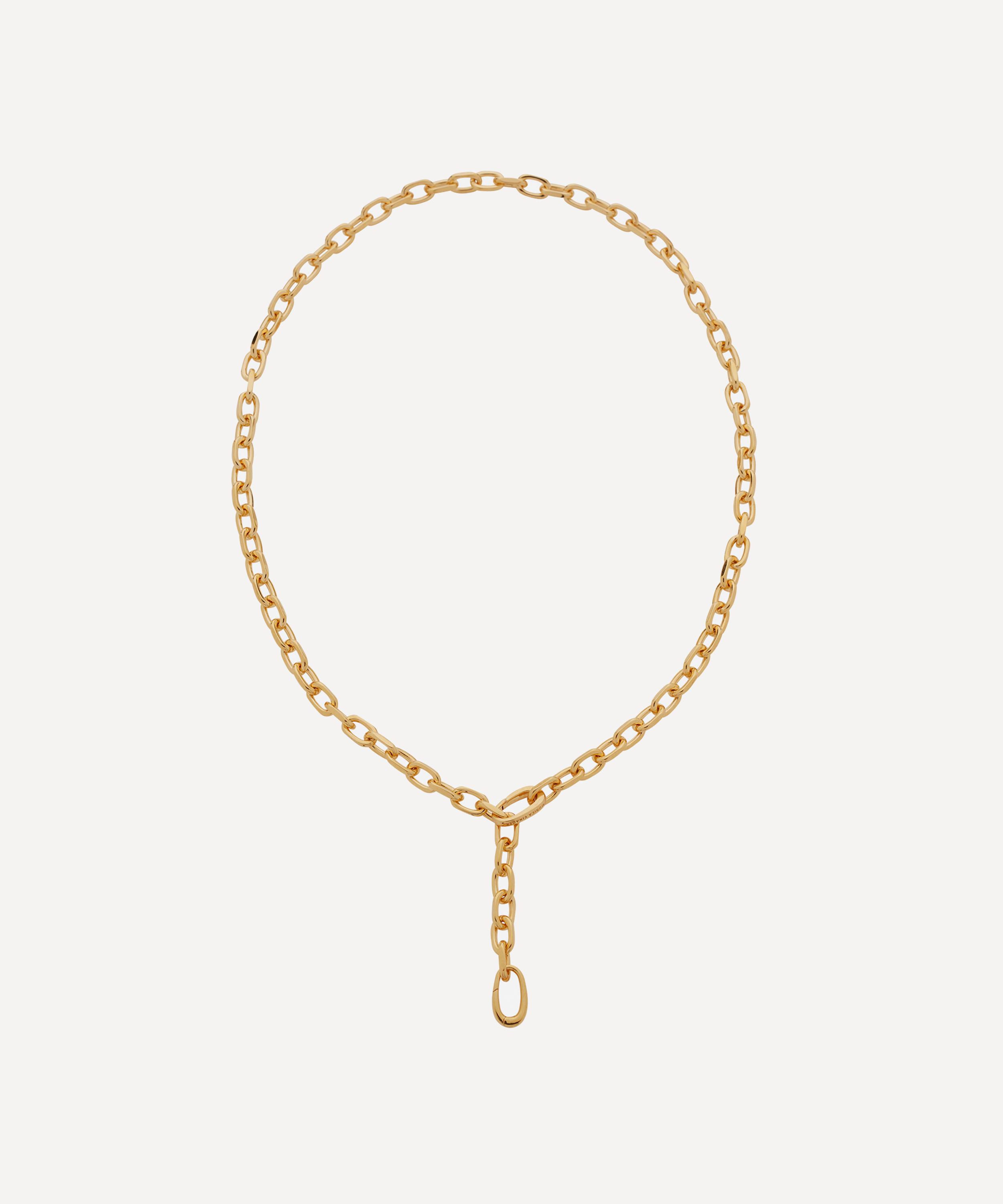 Monica Vinader Gold Plated Vermeil Silver Alta Capture Mini Link Necklace In Gold
