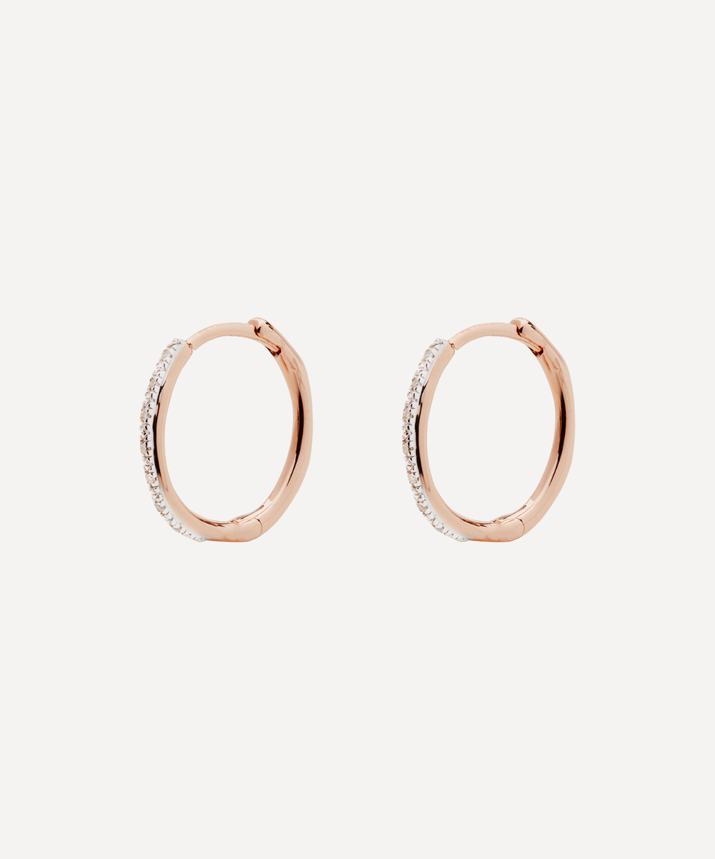 MONICA VINADER ROSE GOLD PLATED VERMEIL SILVER RIVA WAVE MEDIUM DIAMOND HOOP EARRINGS,000712584