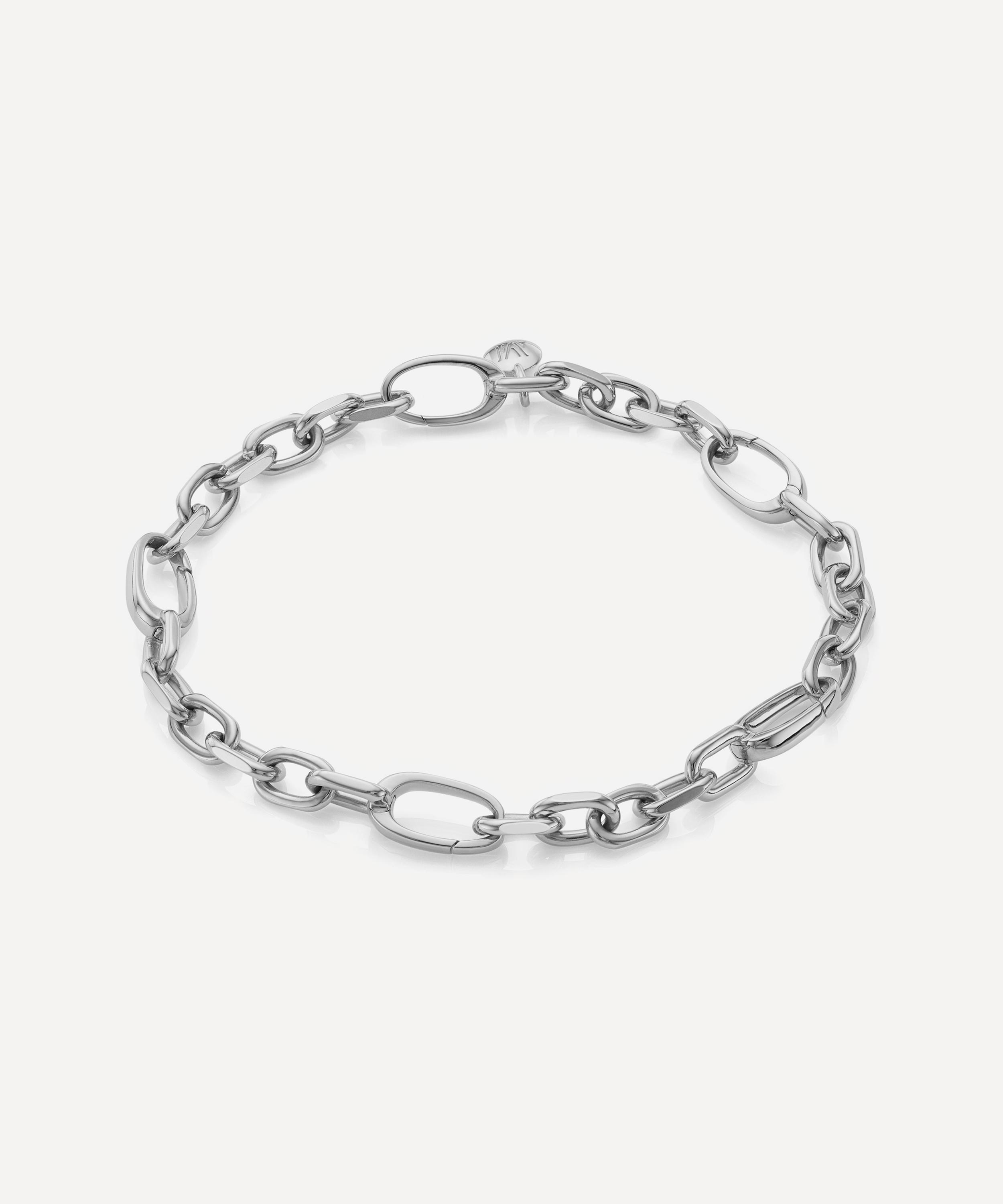 Shop Monica Vinader Silver Alta Capture Mini Link Charm Bracelet