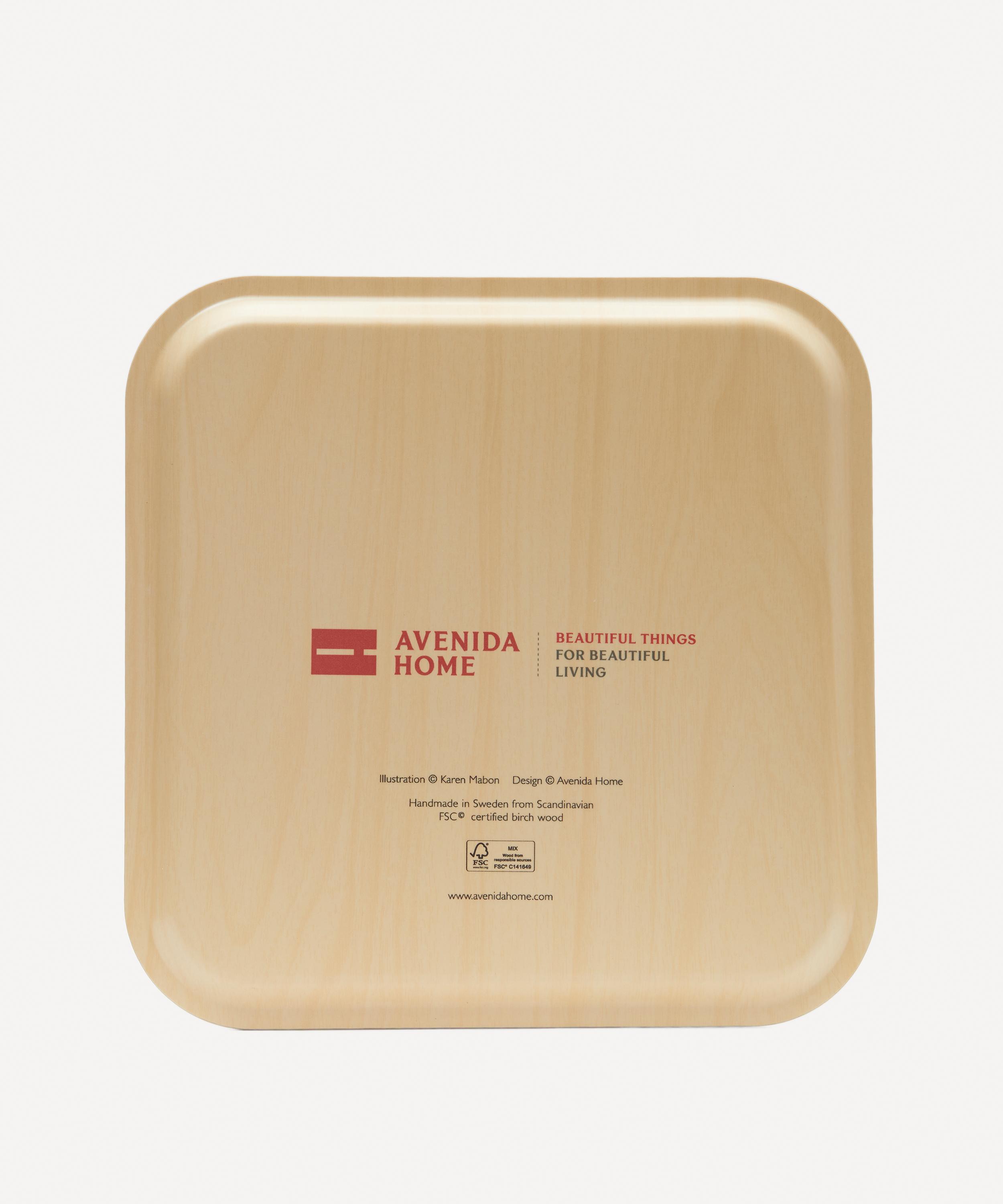 Avenida Home Cat Amongst The Pigeons Square Birch Wood Tray In Multicoloured
