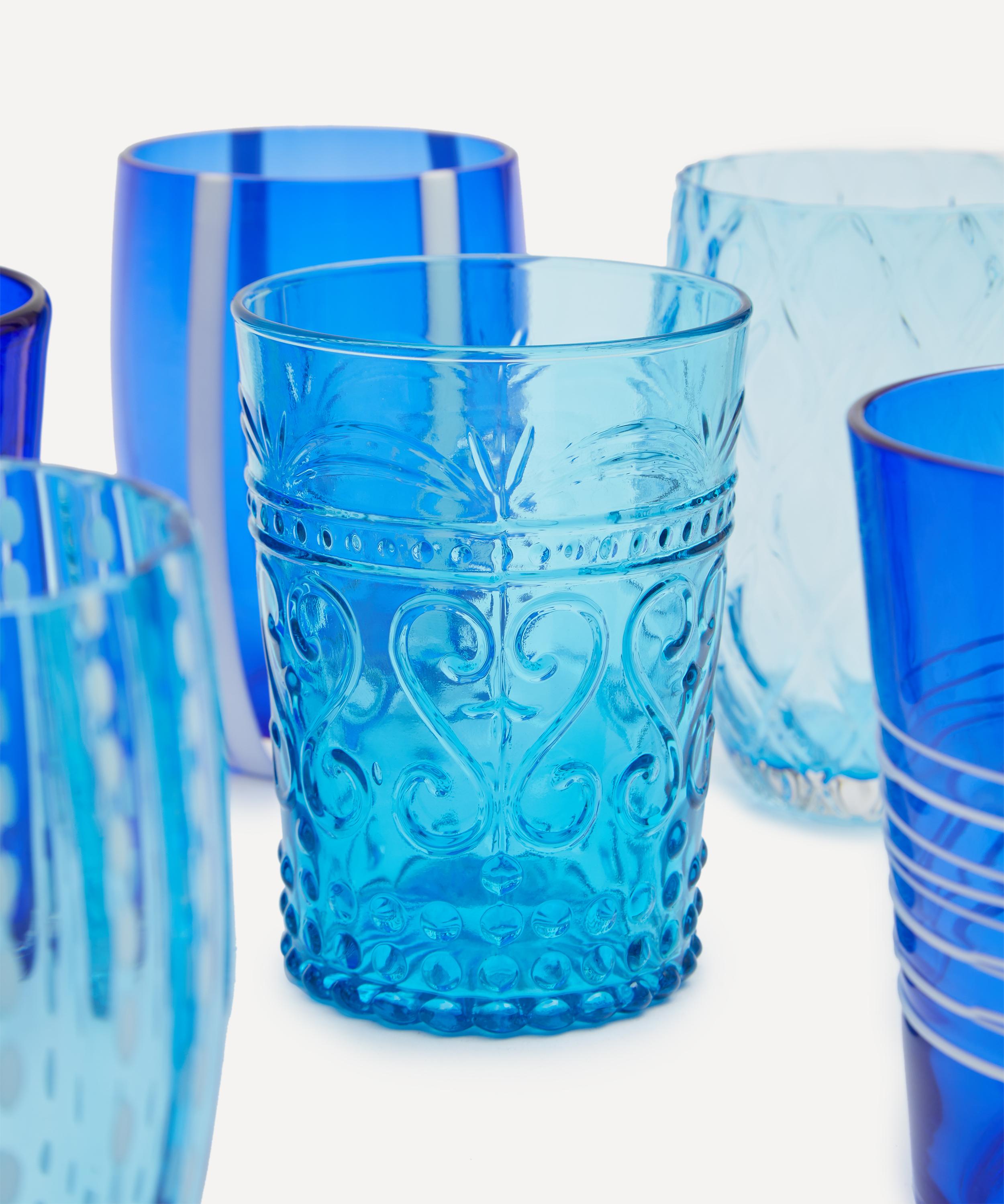 Zafferano Melting Pot Assorted Glasses Set Of 6 In Aquamarine Blue
