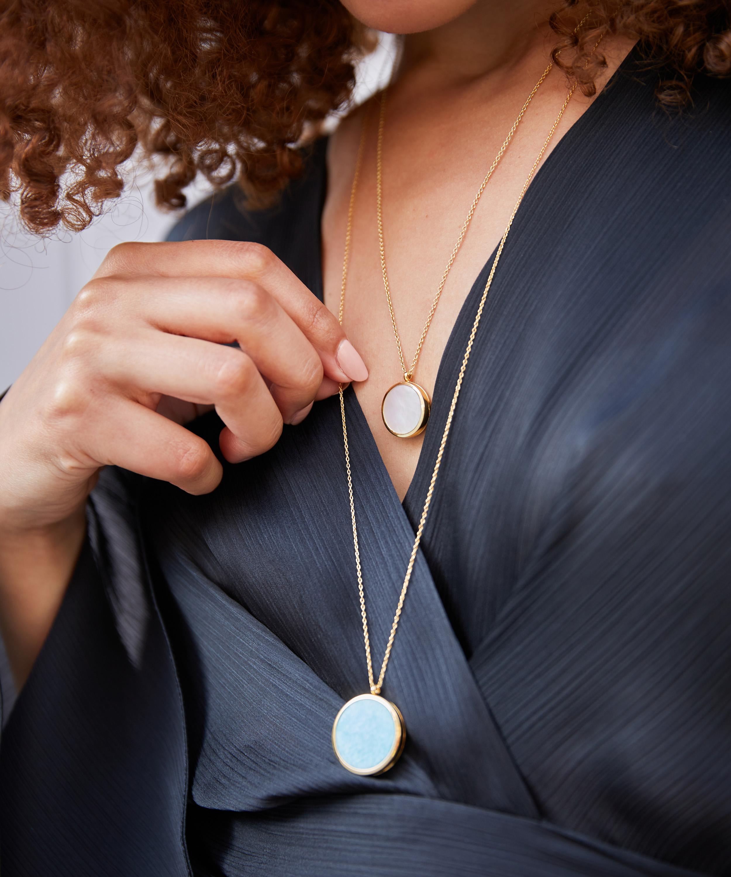 Shop Astley Clarke Gold Plated Vermeil Silver Stilla Large Amazonite Locket Necklace