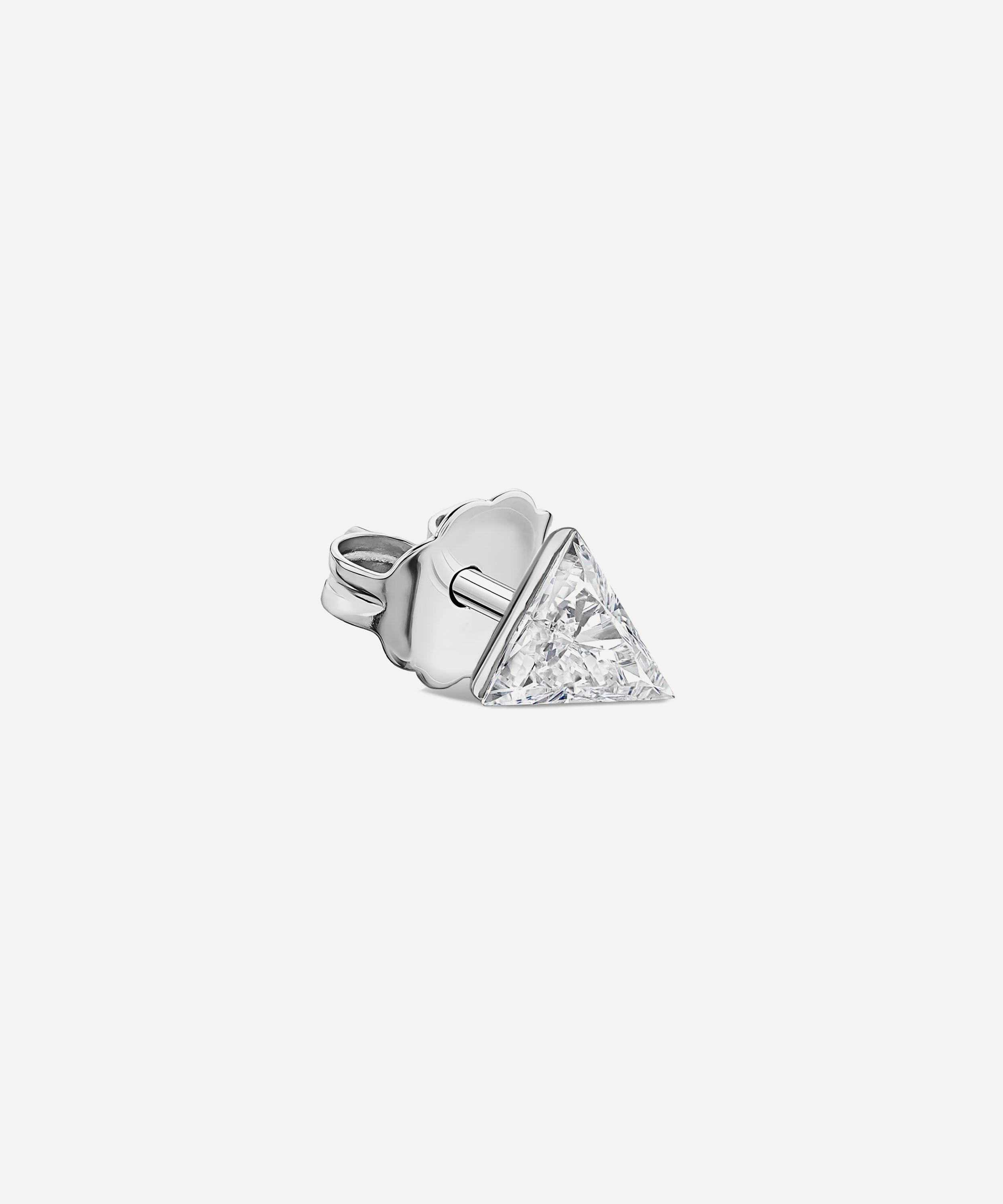 Maria Tash 18ct 4mm Invisible Set Triangle Diamond Stud Earring White Gold ONE Luxury