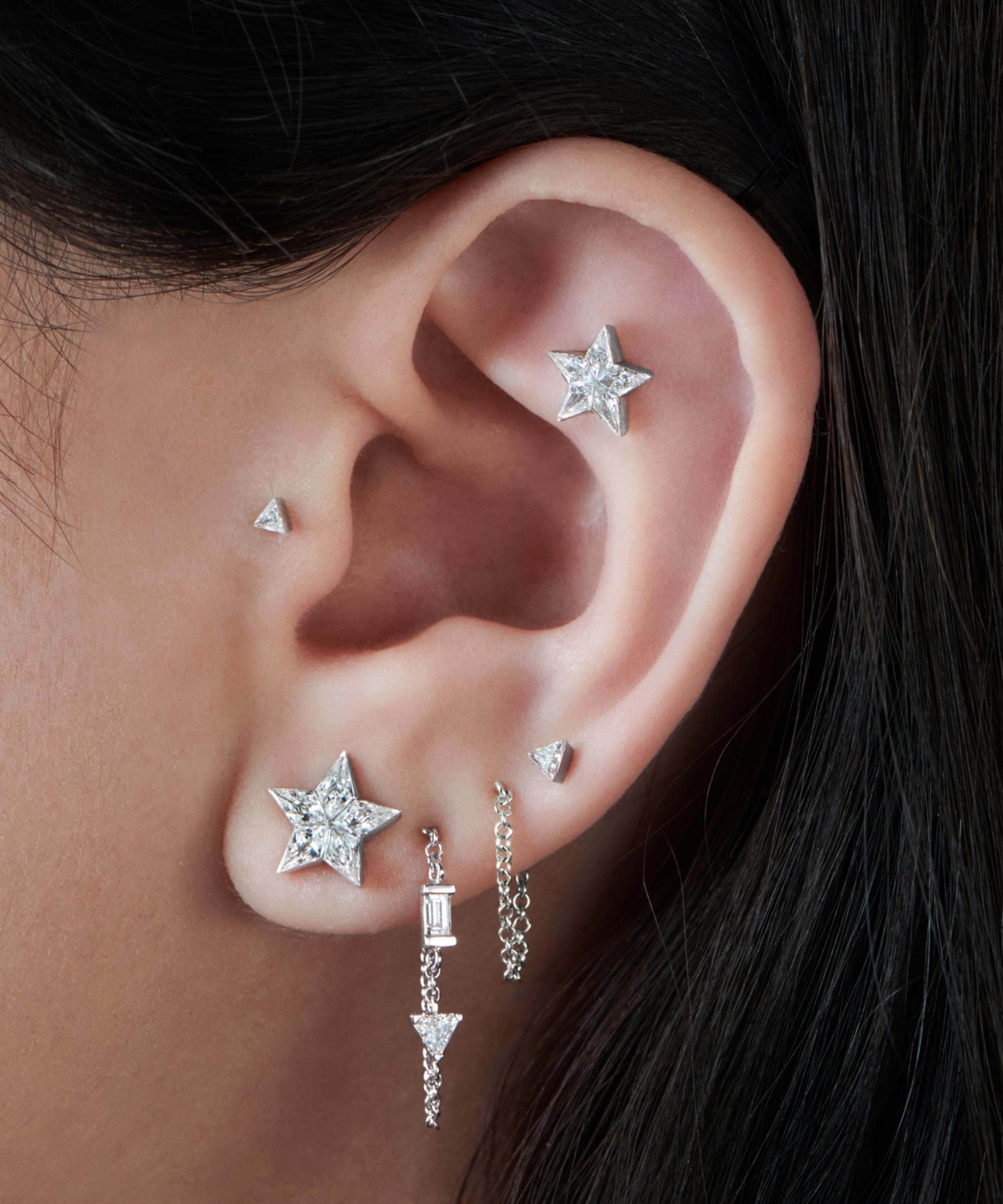 Maria Tash 18ct 5mm Invisible Set Triangle Diamond Single Threaded Stud Earring In Rose Gold