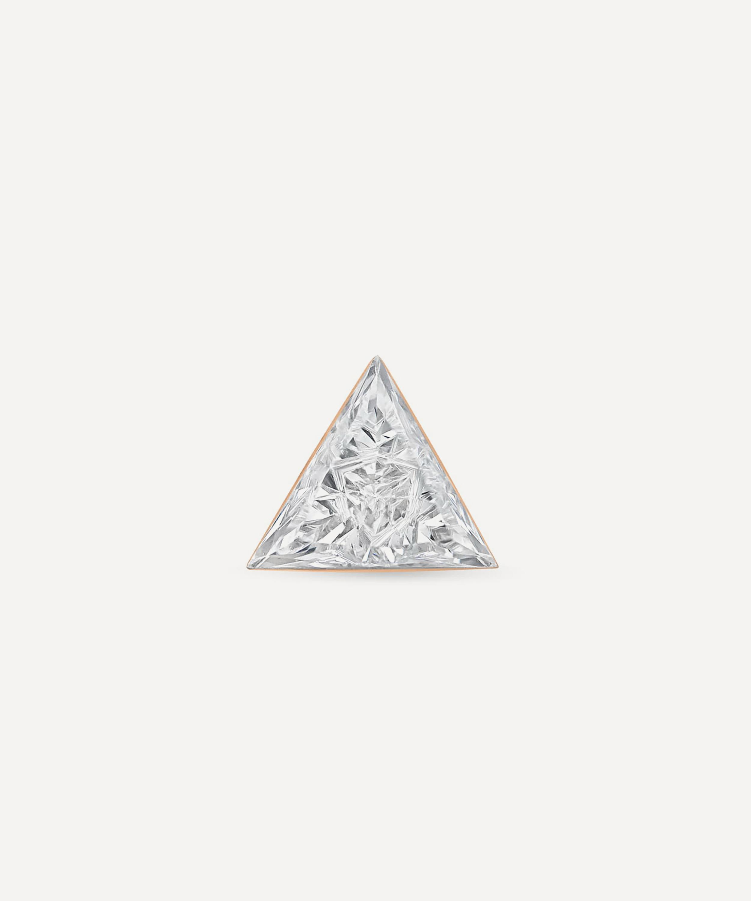 Maria Tash 18ct 5mm Invisible Set Triangle Diamond Single Threaded Stud Earring In Rose Gold