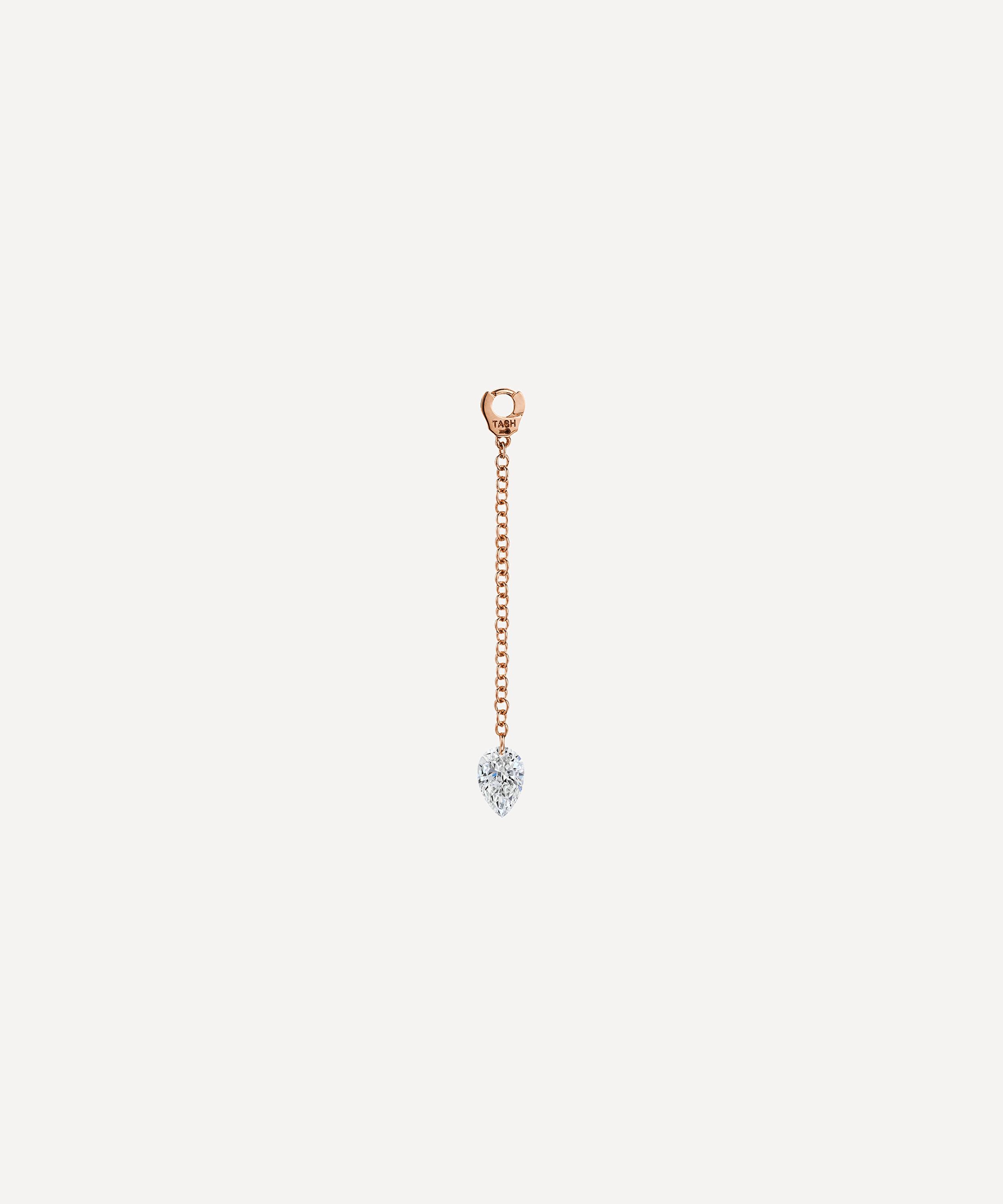 Maria Tash 18ct 20mm Pendulum Charm with Pear Diamond Rose Gold Luxury Gift