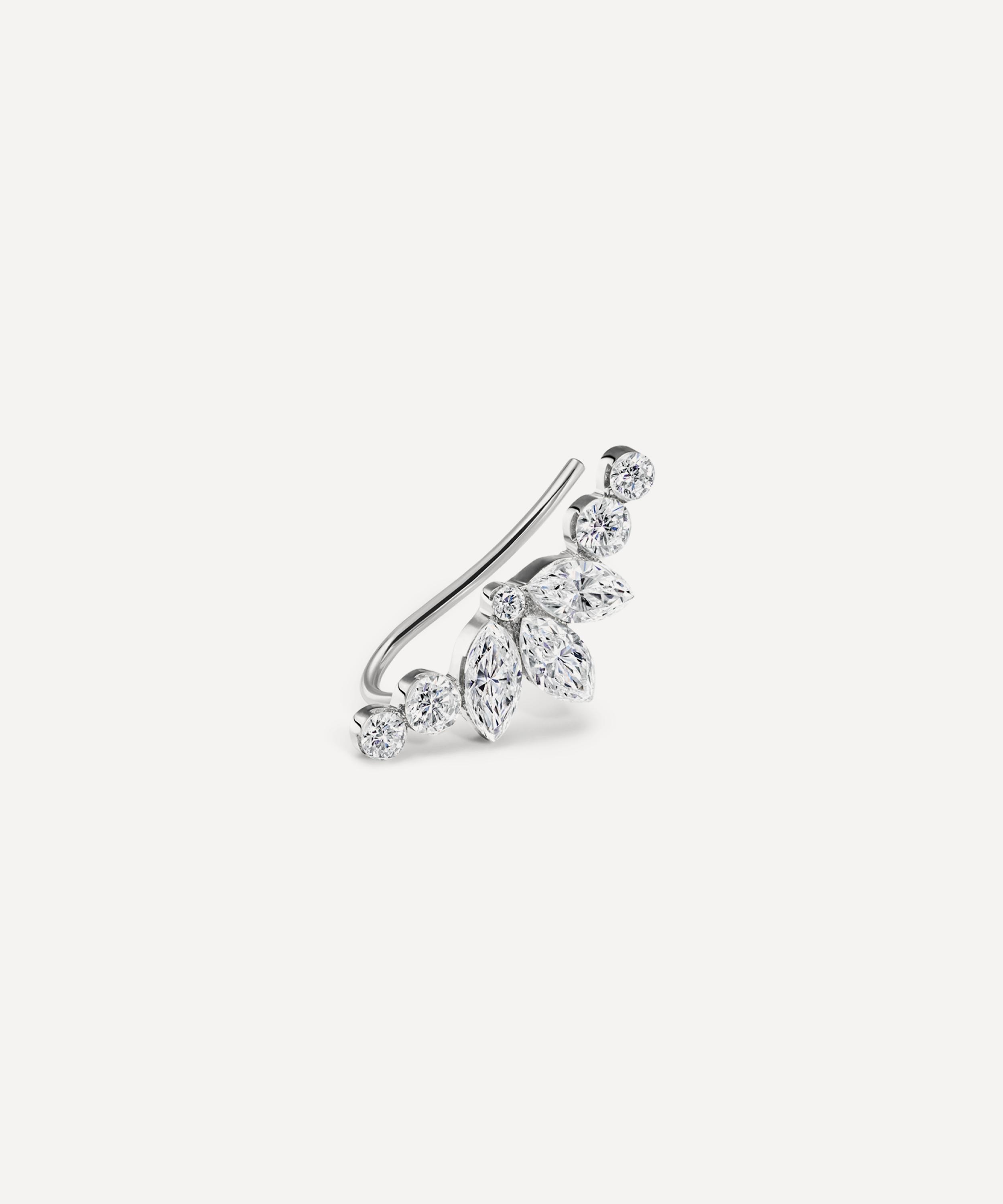 Maria Tash 18ct Invisible Set Diamond Lotus Open Garland Single Climber Earring Left In White Gold