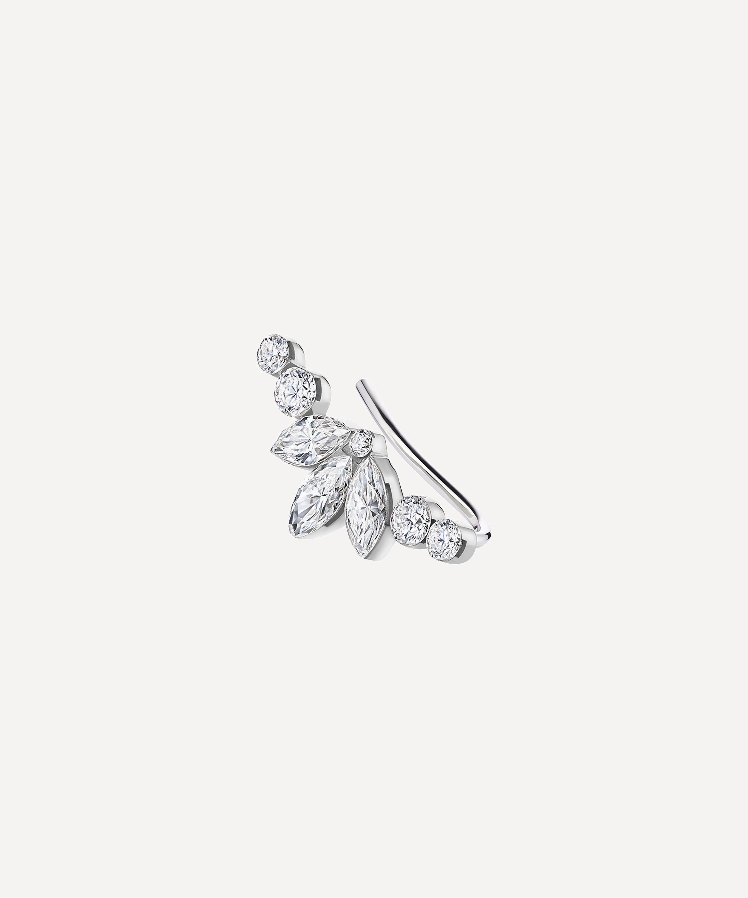 Maria Tash 18ct Invisible Set Diamond Lotus Open Garland Single Climber Earring Right In White Gold