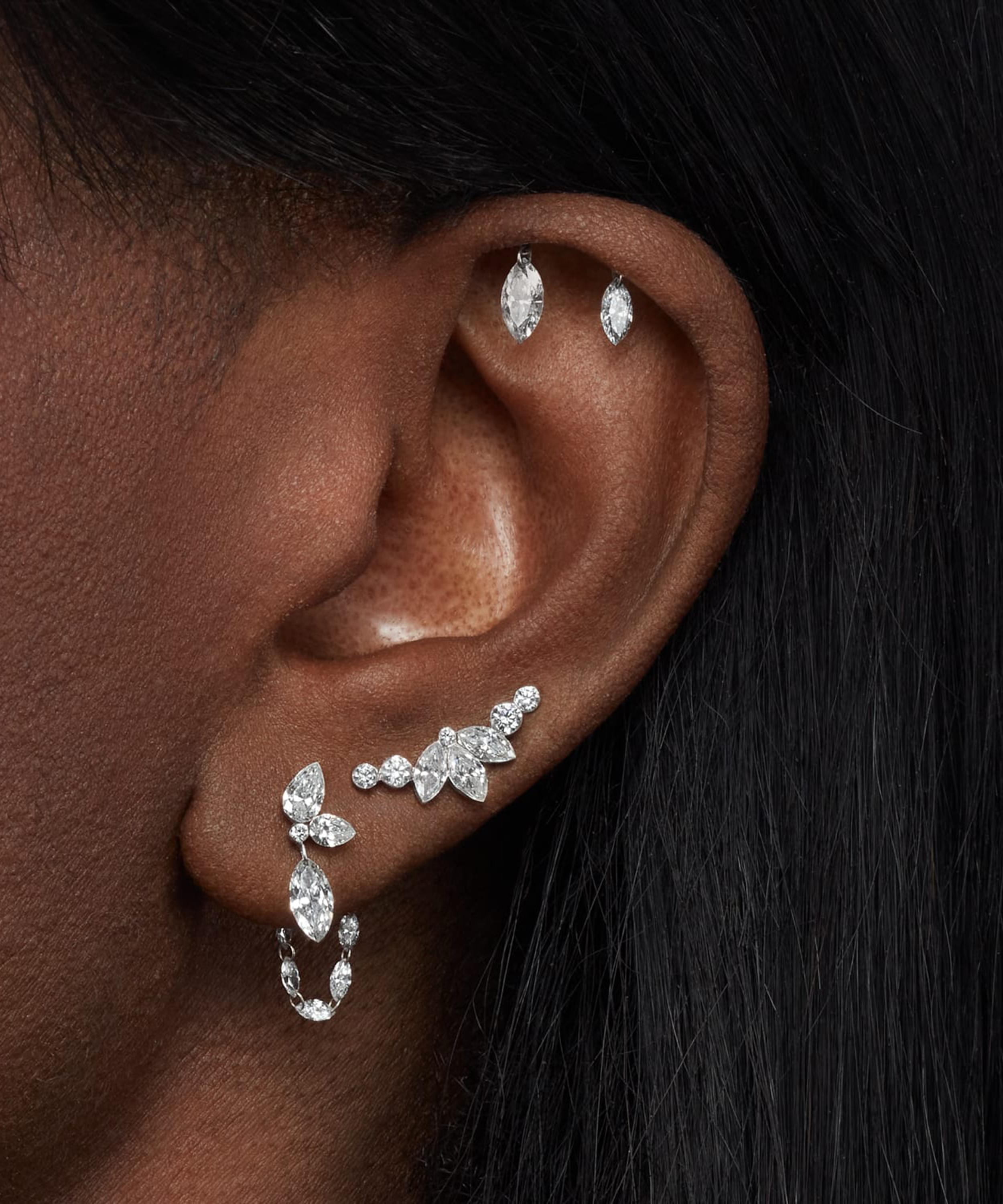MARIA TASH MARIA TASH 18CT INVISIBLE DIAMOND LOTUS OPEN GARLAND EAR CLIMBER RIGHT 000713723