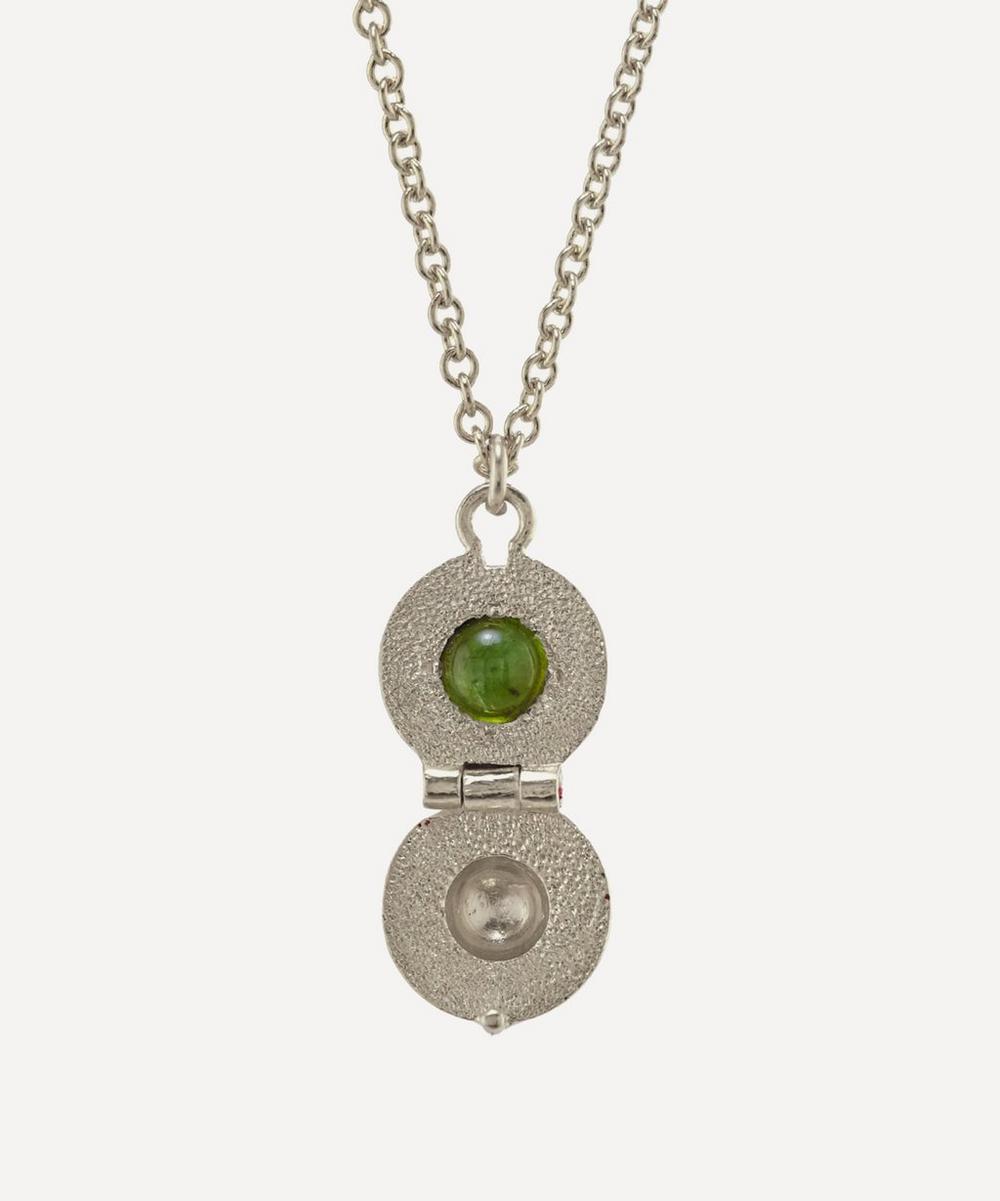 Alex Monroe X Raven Smith Silver Cannonball Hidden Green Tourmaline Pendant Necklace
