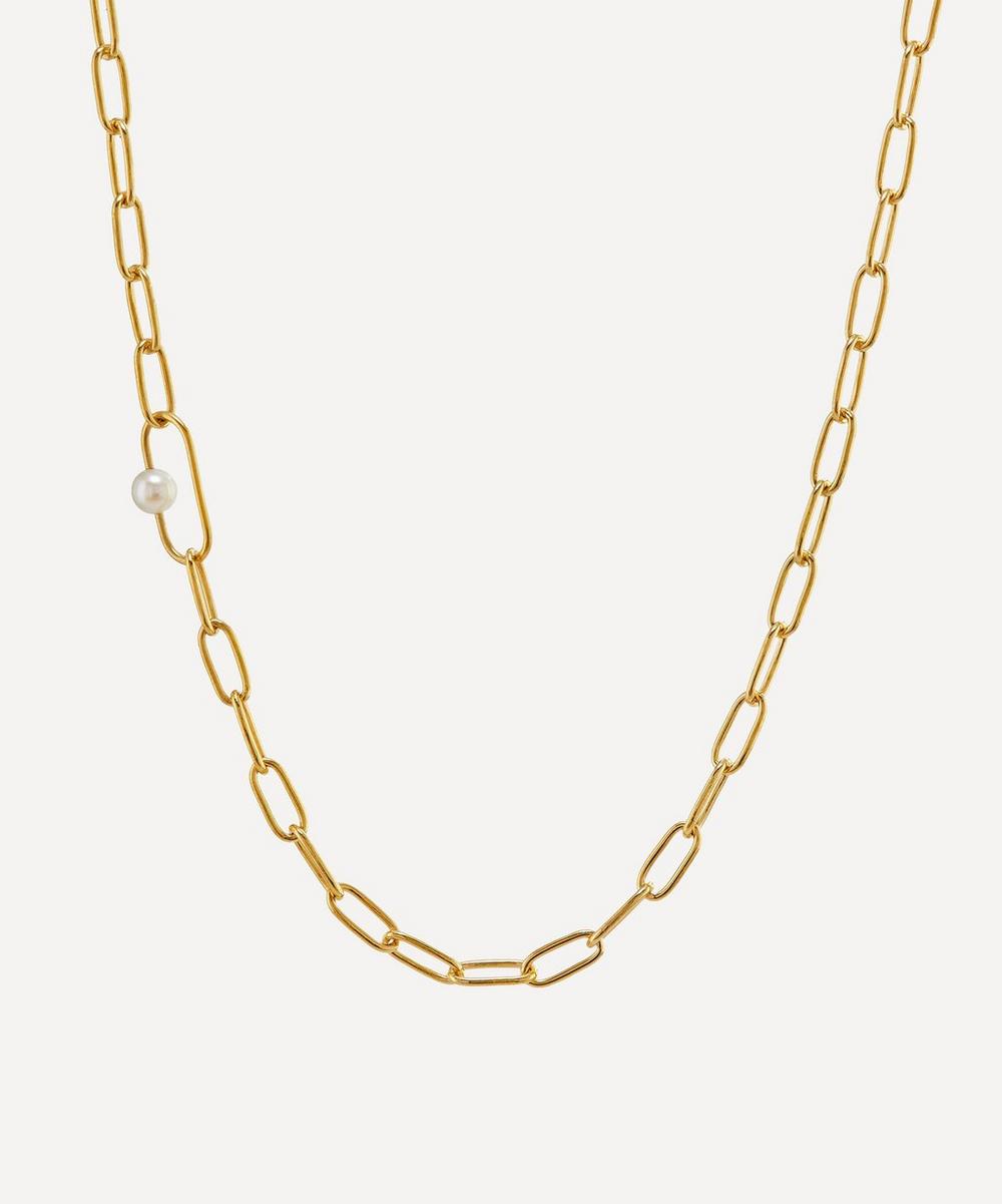 ALEX MONROE X RAVEN SMITH GOLD-PLATED PEA LARGE LINK PEARL NECKLACE,000713841