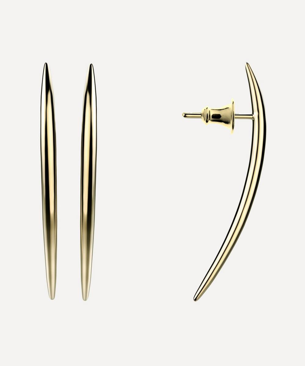 SHAUN LEANE GOLD PLATED VERMEIL SILVER QUILL LONG STUD EARRINGS,000715724